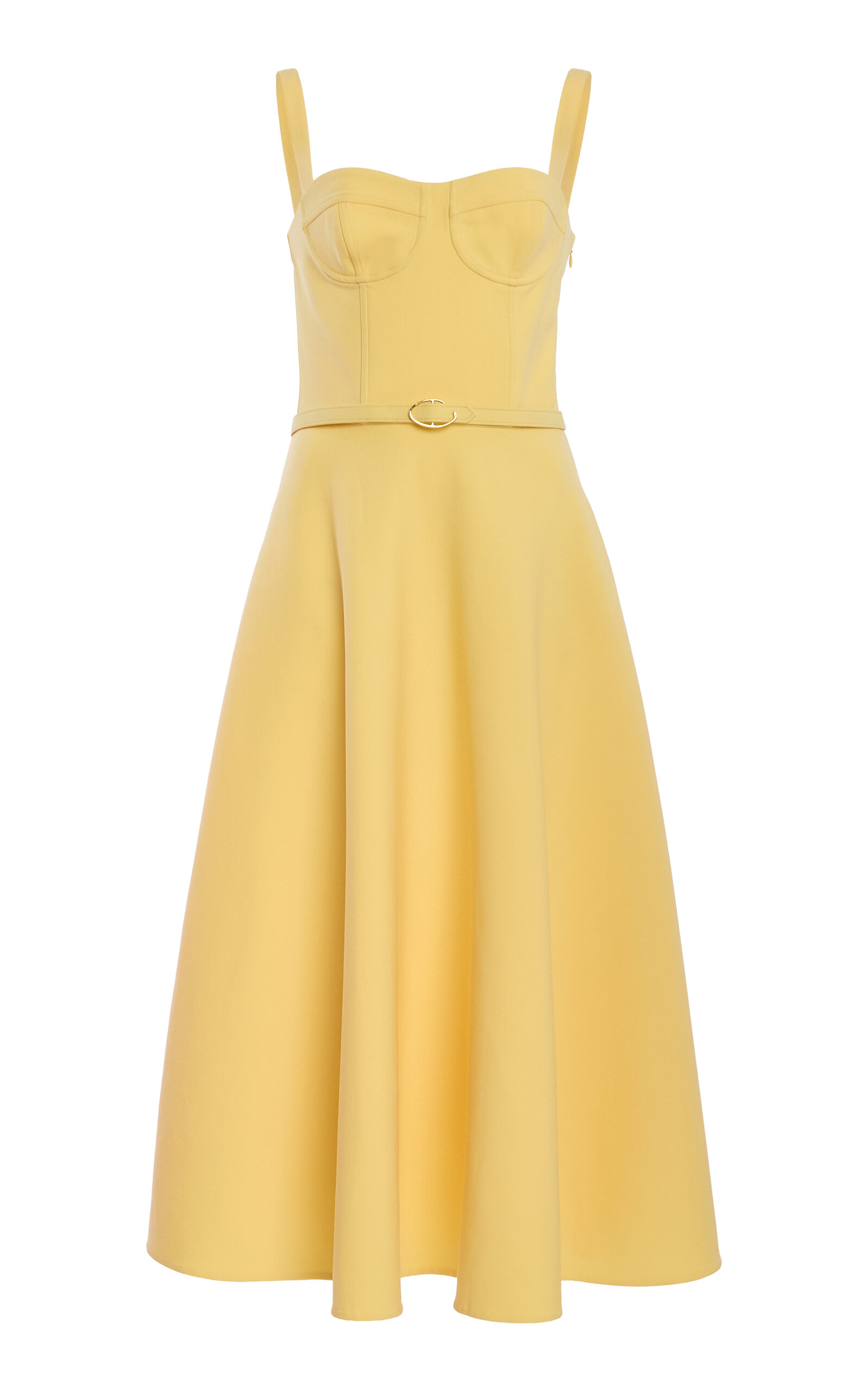 Oscar de la Renta Bustier Wool-Blend Midi Dress - Yellow