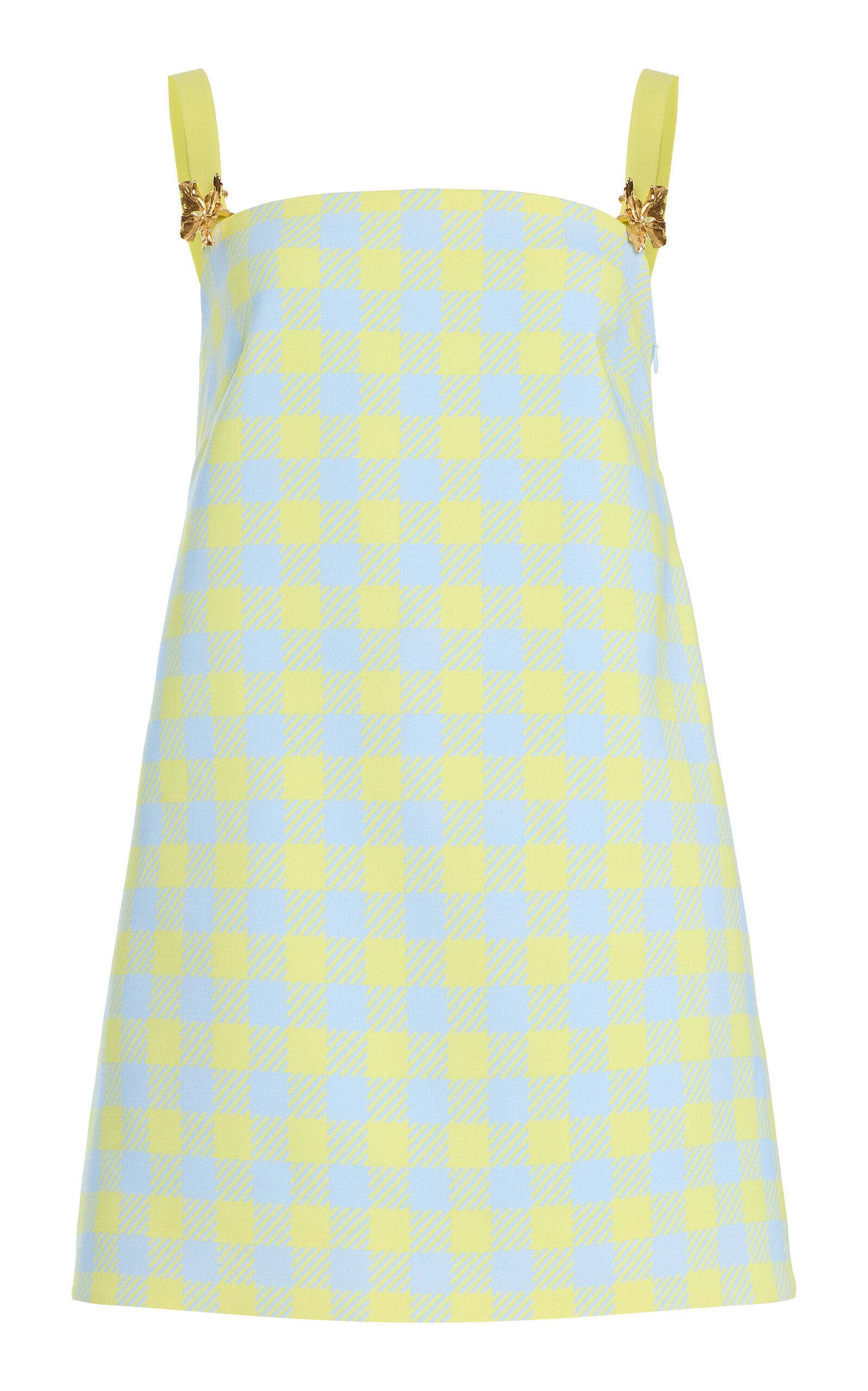 Oscar de la Renta Gingham Wool-Blend Mini Dress - Plaid