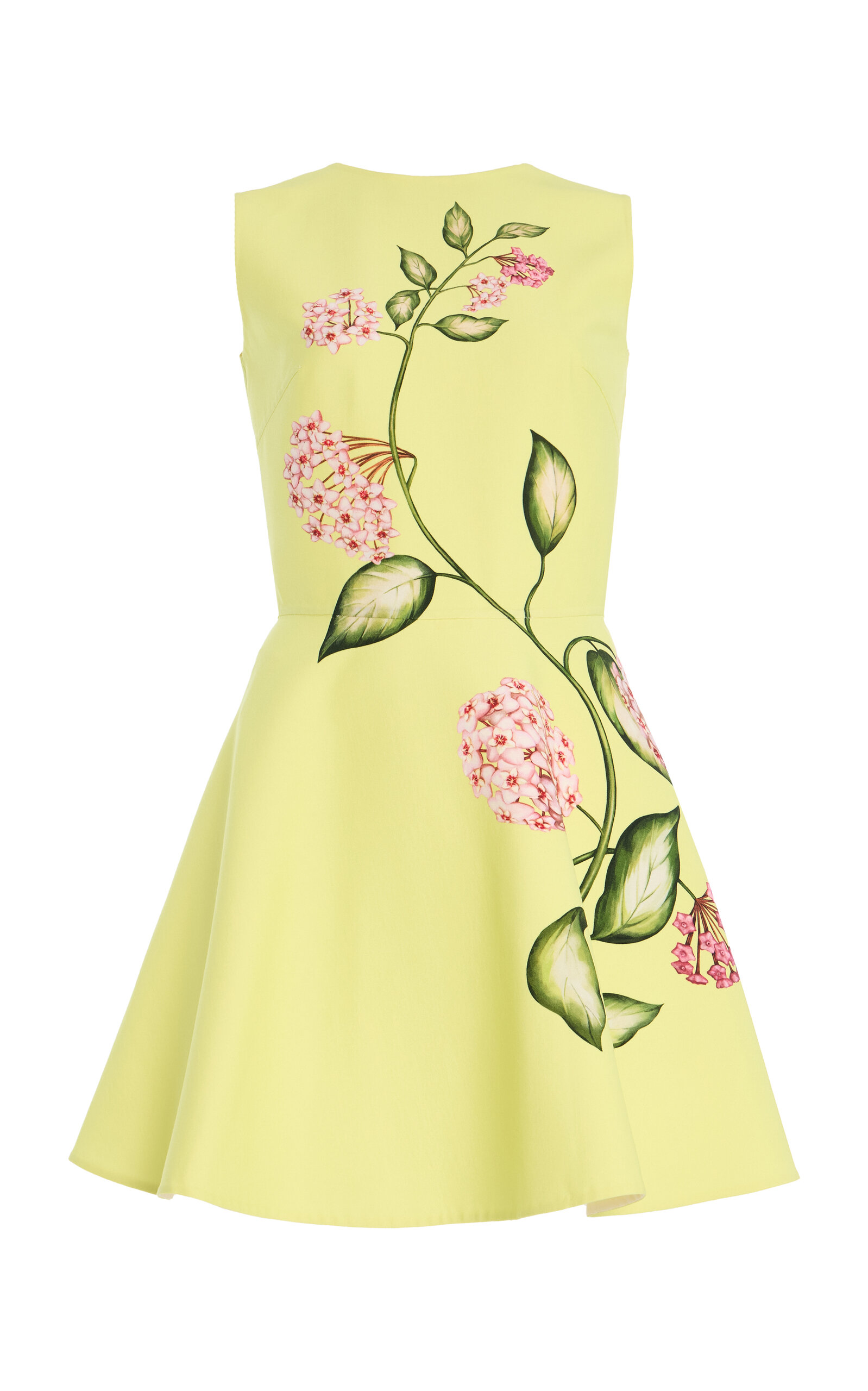 Oscar de la Renta Porcelain Flowers Wool-Blend Mini Dress