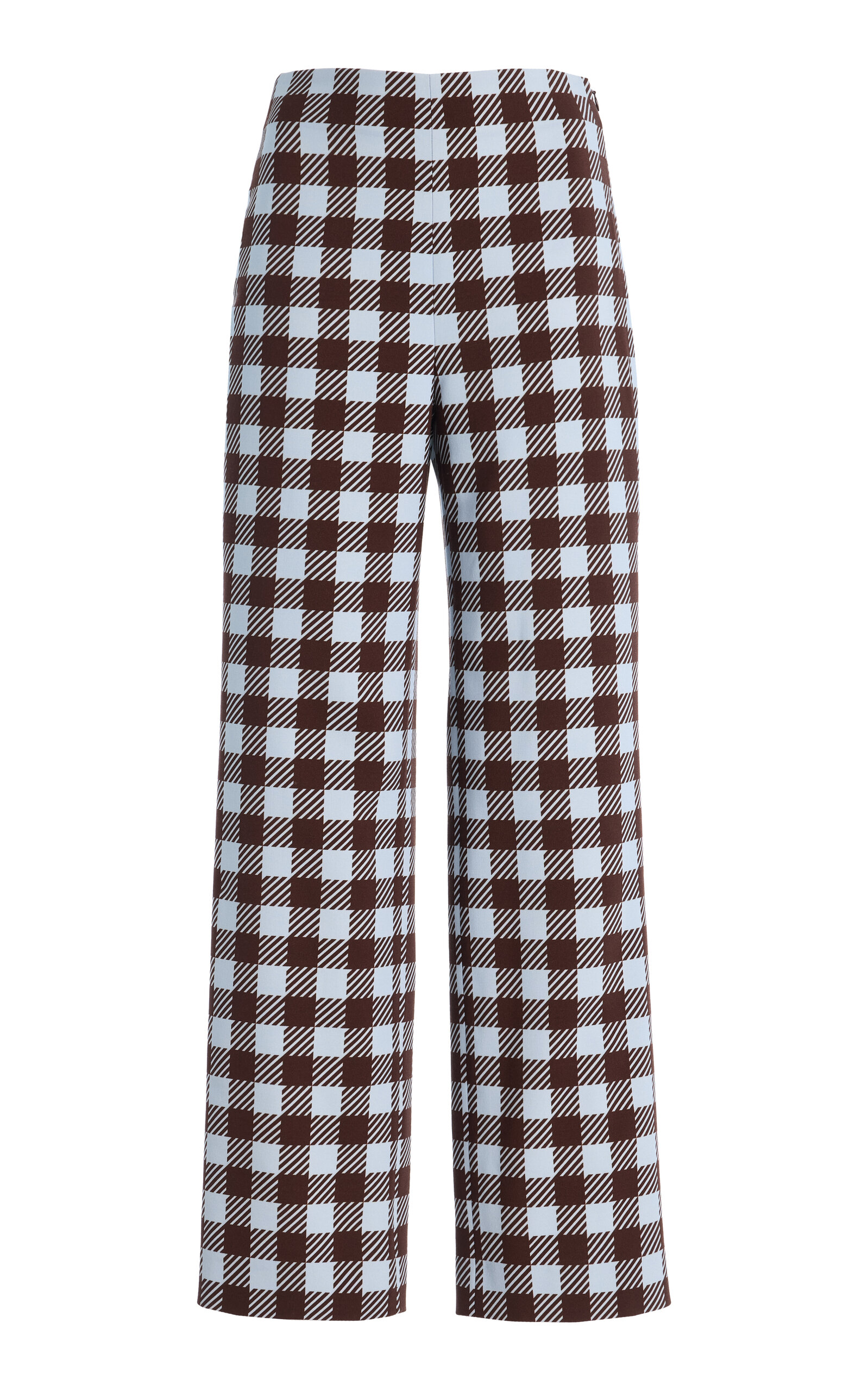 Oscar de la Renta Gingham Wool-Blend Wide-Leg Pants - Women's Clothing
