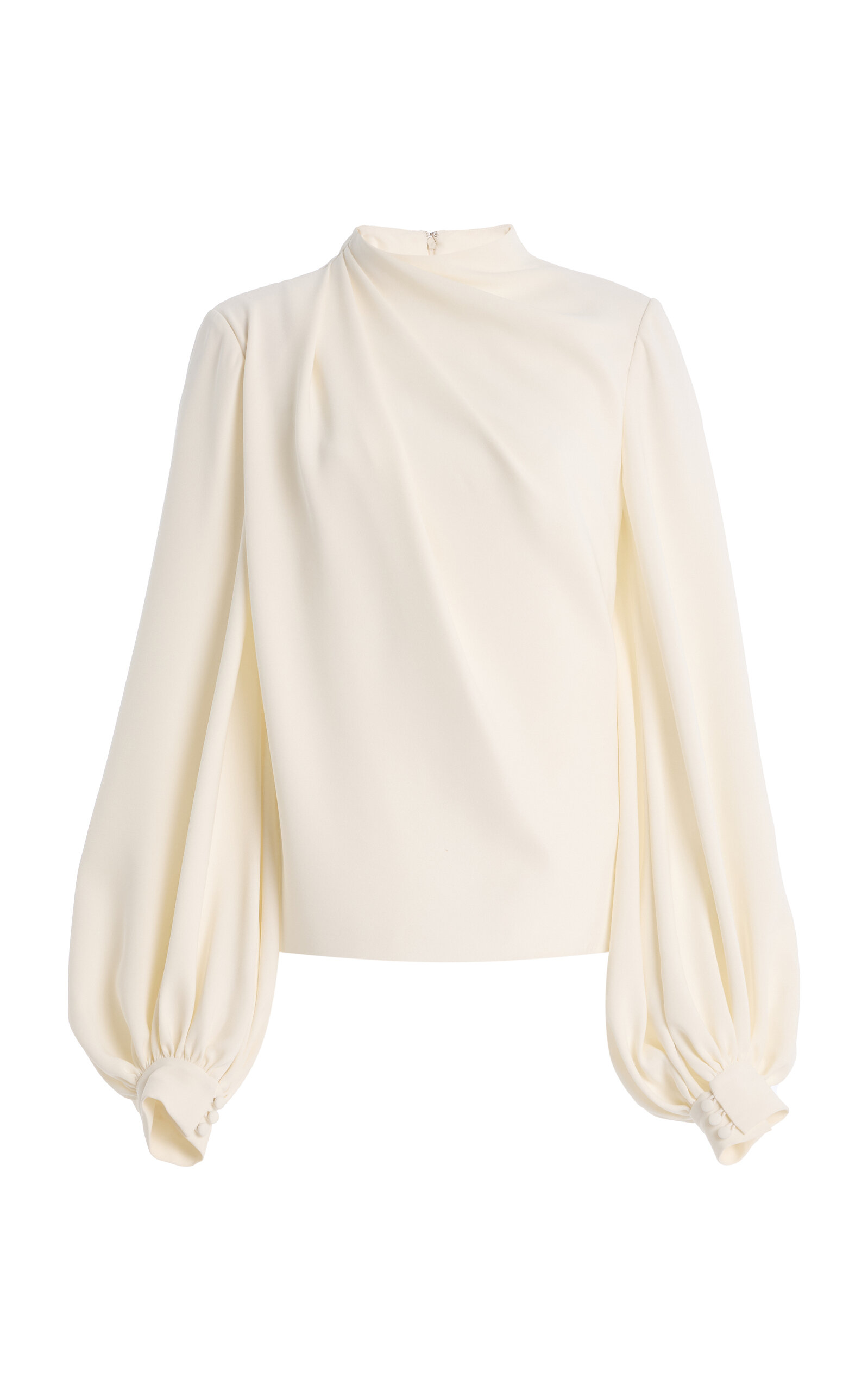 Oscar de la Renta Draped Silk-Georgette Blouse - Ivory
