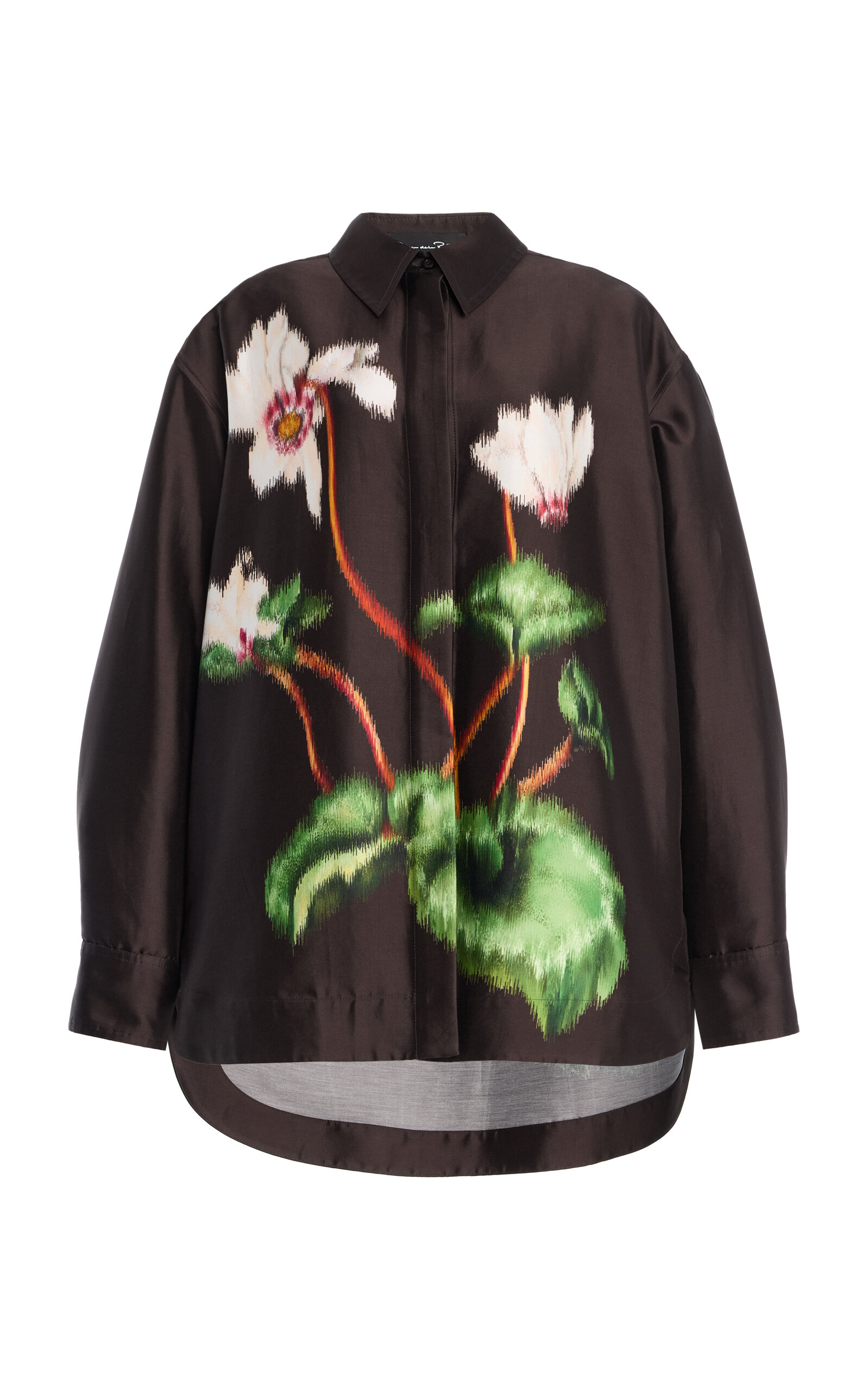 Oscar De La Renta Cyclamen Printed Mikado Shirt In Brown
