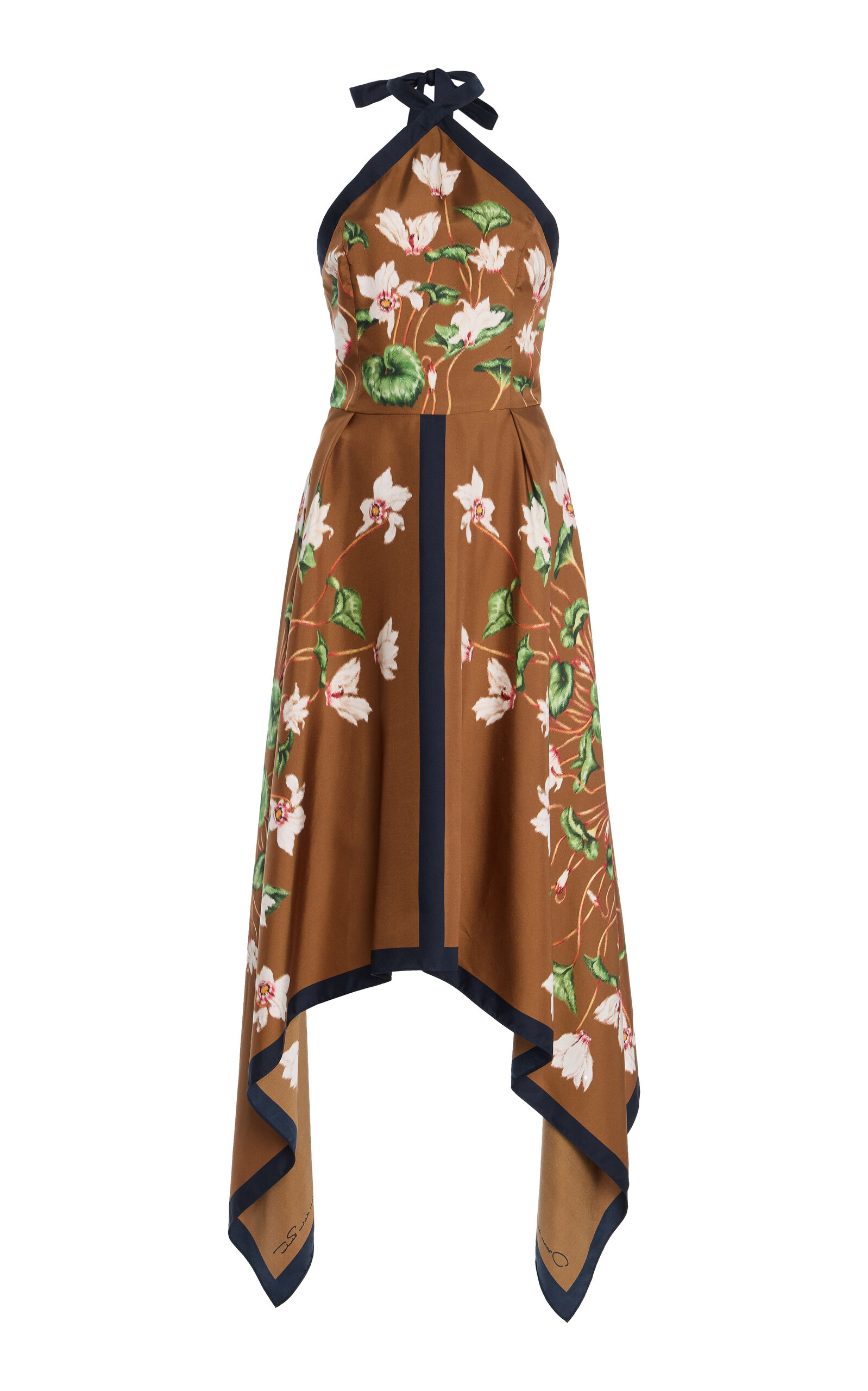 Oscar de la Renta Cyclamen Silk Halter Midi Dress - Women's Clothing