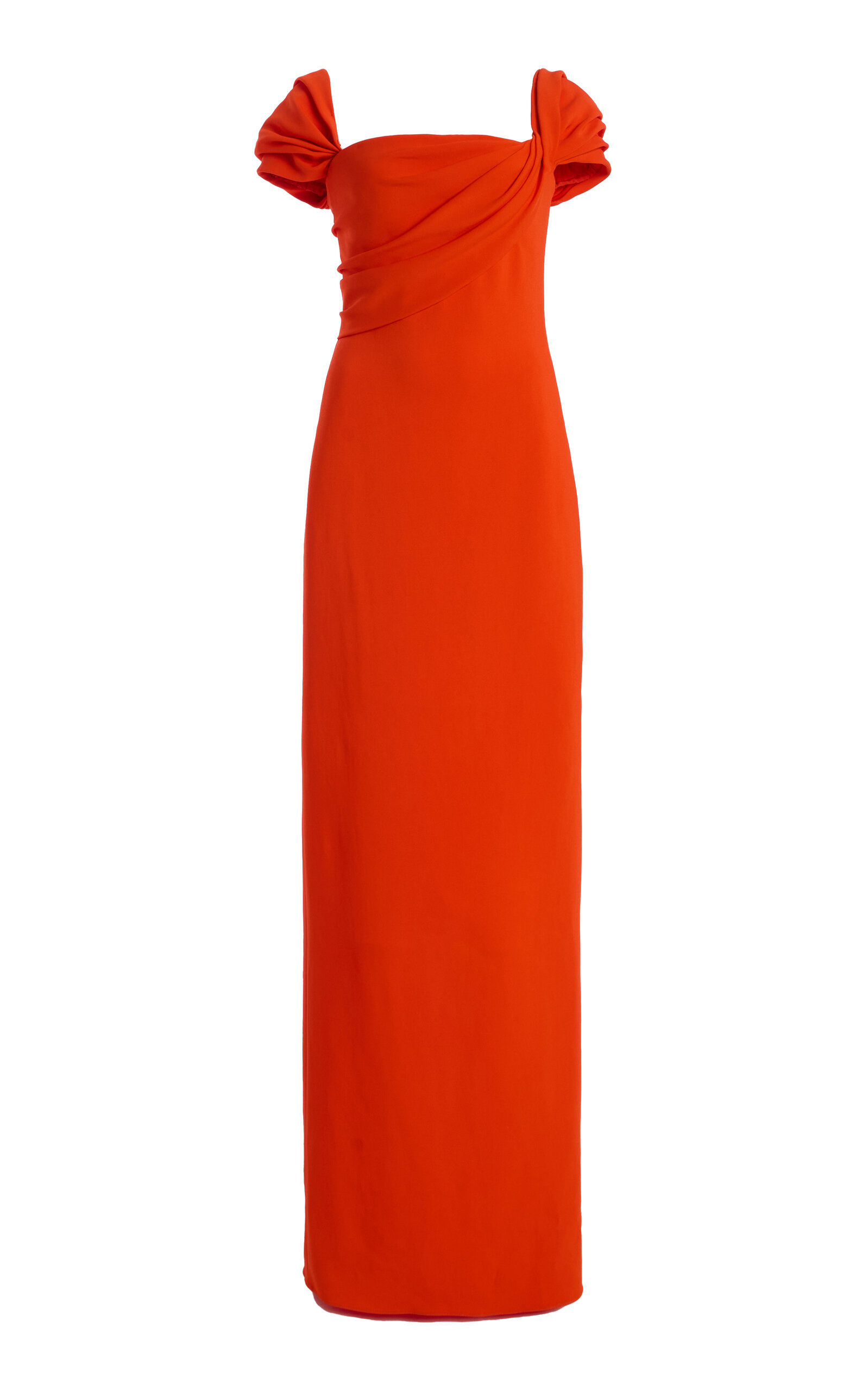 Oscar De La Renta Draped Cady Gown In Red
