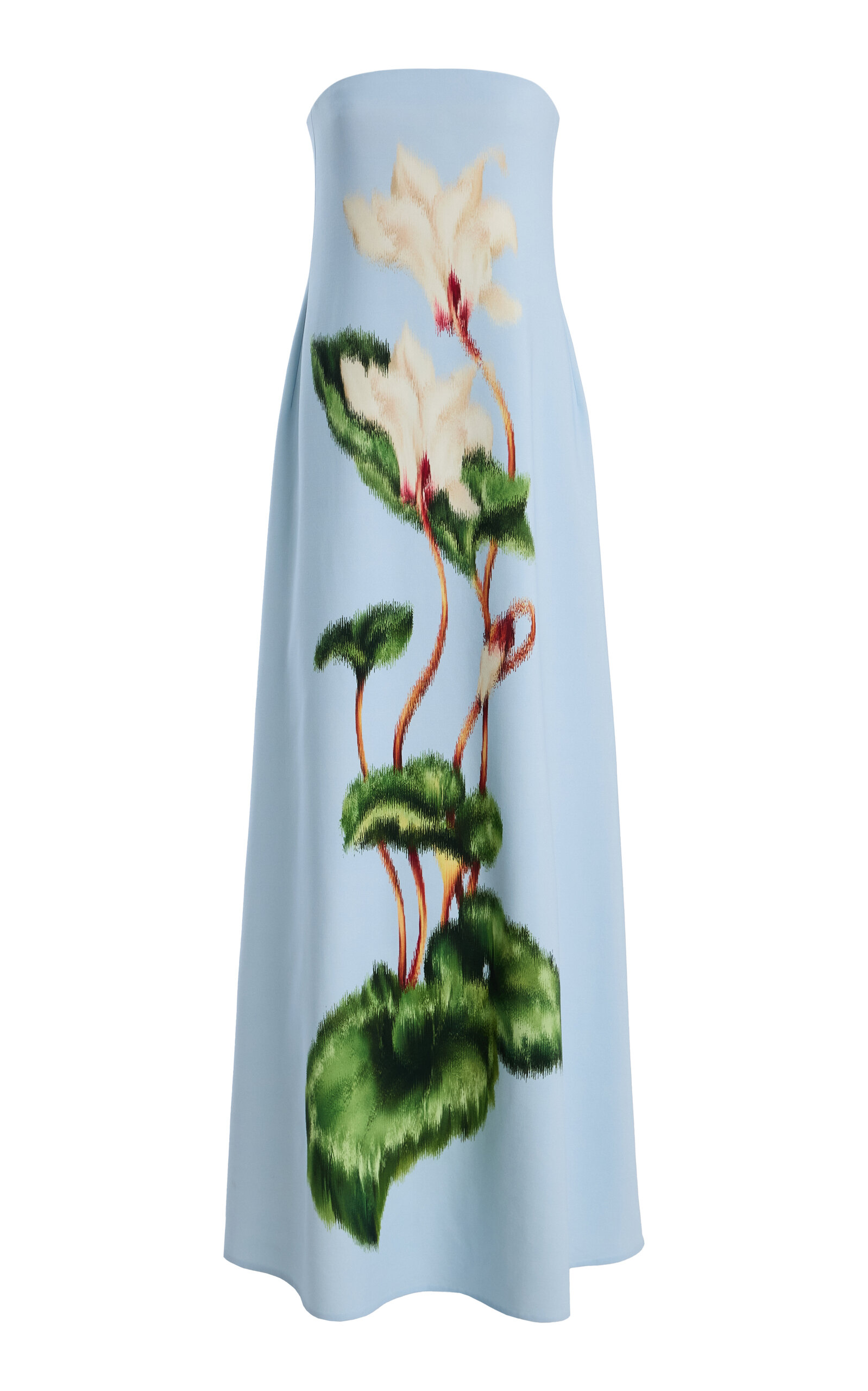 Oscar De La Renta Cyclamen Printed Wool-blend Gown In Blue