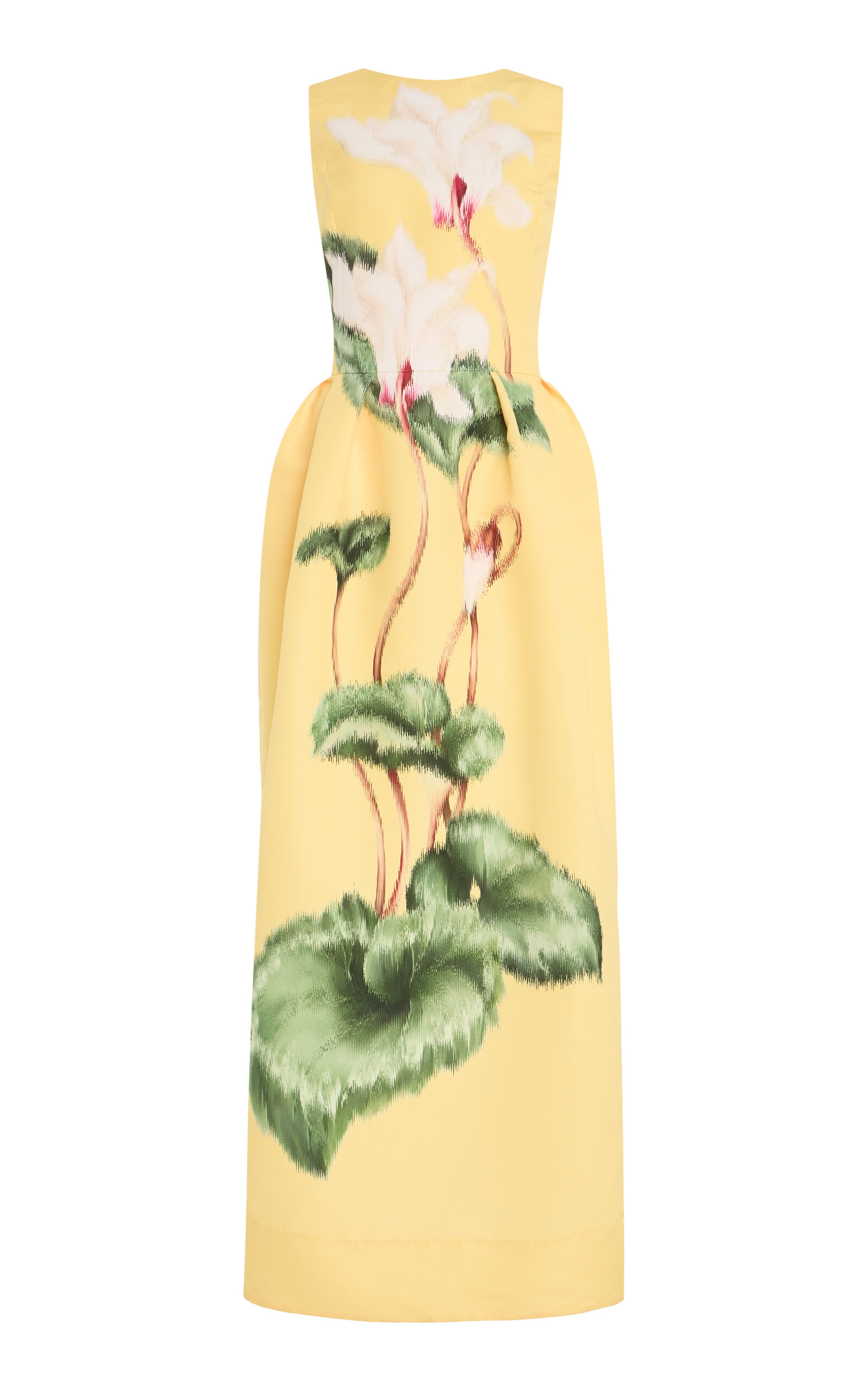 Oscar de la Renta Cyclamen Printed Faille Maxi Dress