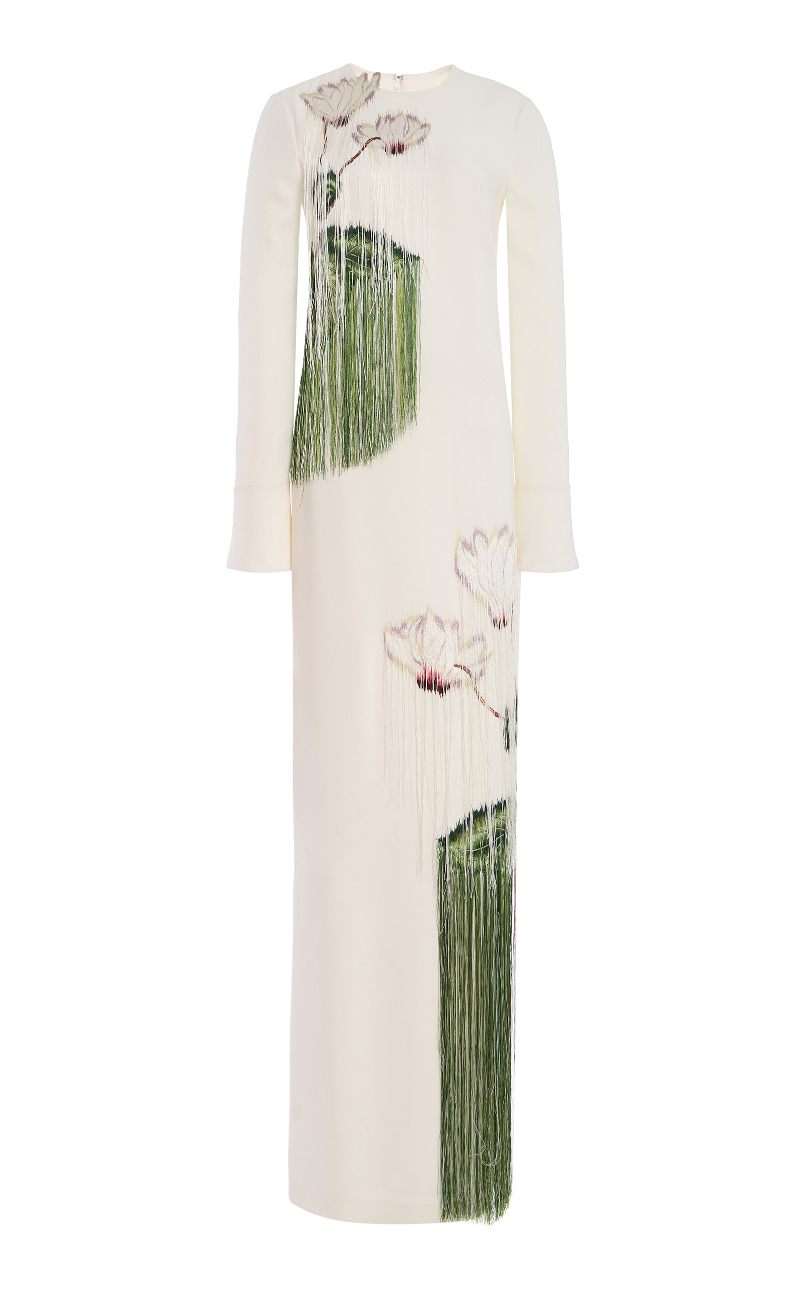 Oscar De La Renta Cyclamen Threadwork Silk-georgette Gown In White