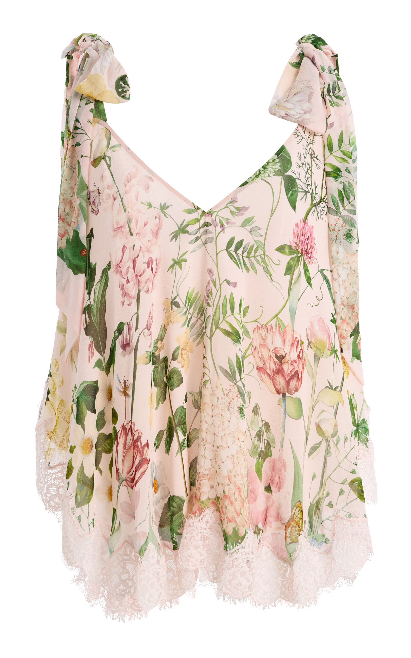Cara Cara Mari Lace-Trimmed Floral Silk-Chiffon Top