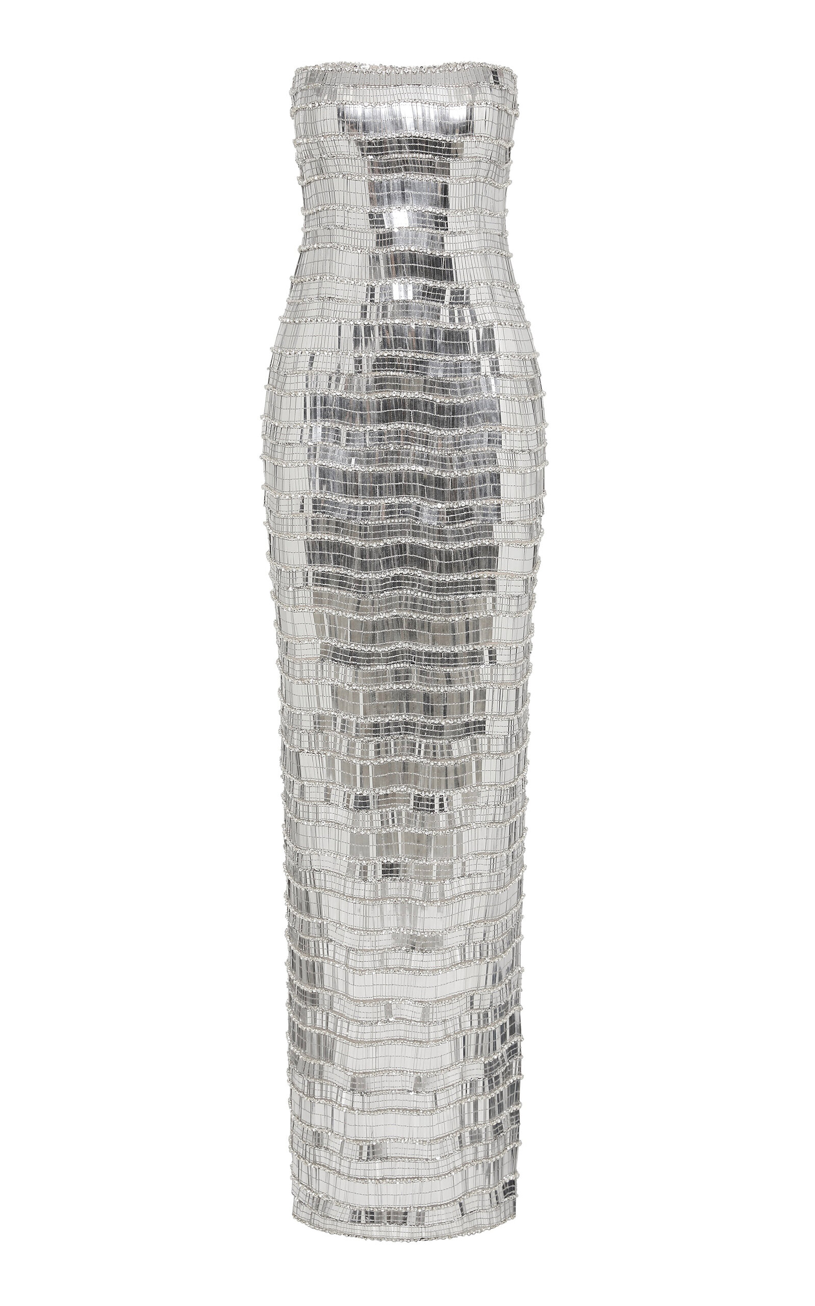 Rachel Gilbert Sylvie Strapless Sequin Tulle Gown In Silver