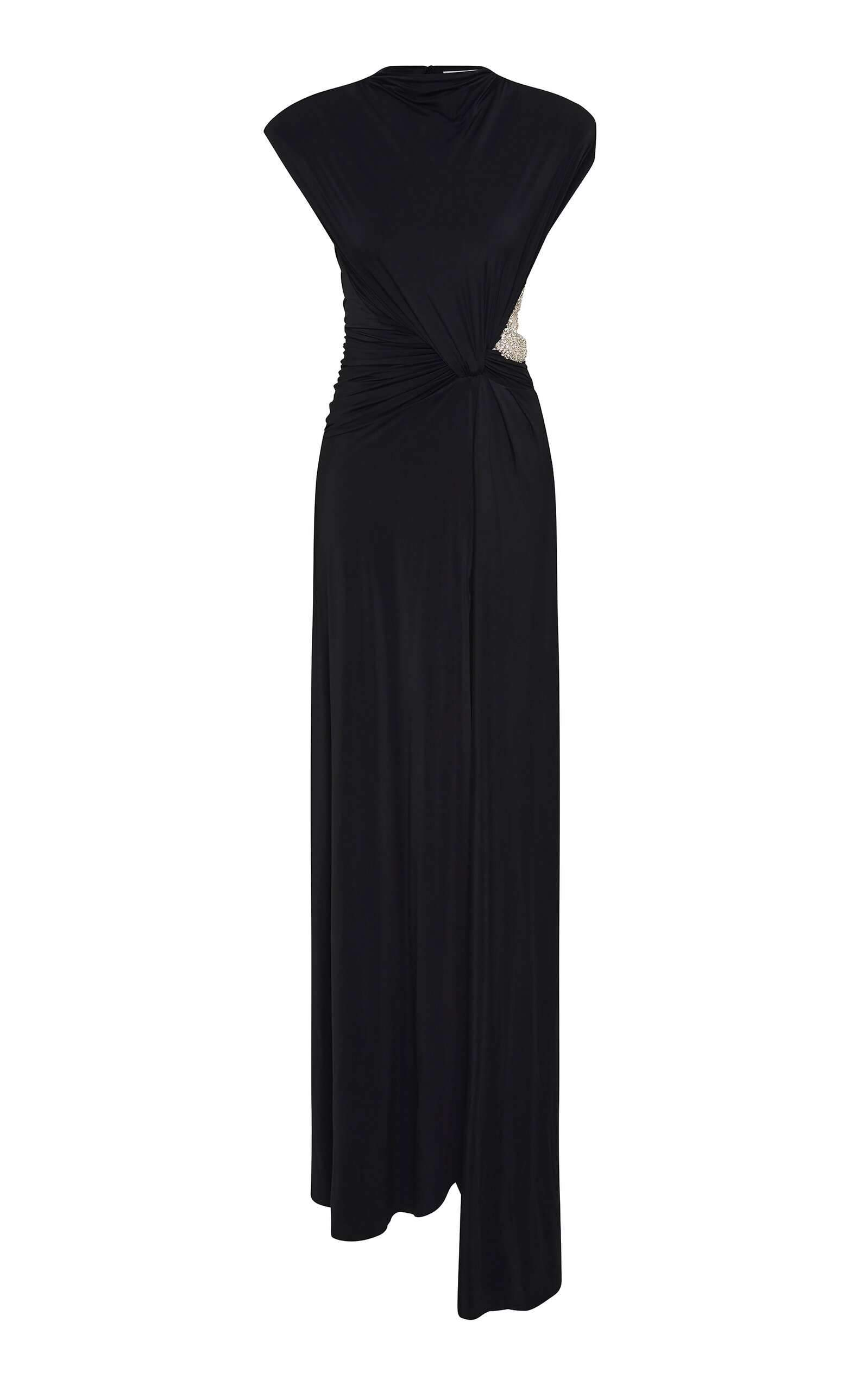 Rachel Gilbert Rico Embellished Slit Gown In Black