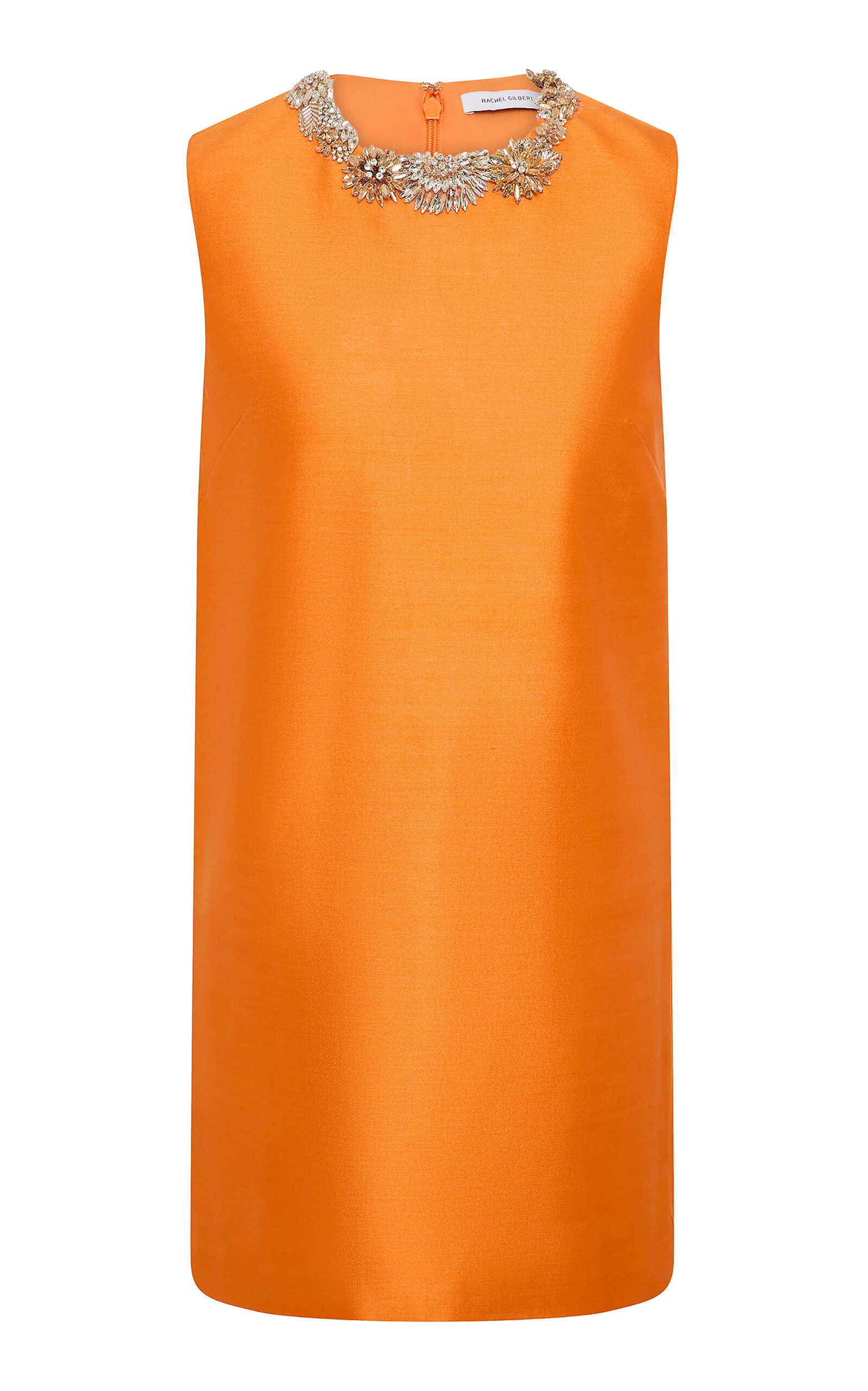 Rachel Gilbert Ludovica Wool-silk Shift Mini Dress In Orange