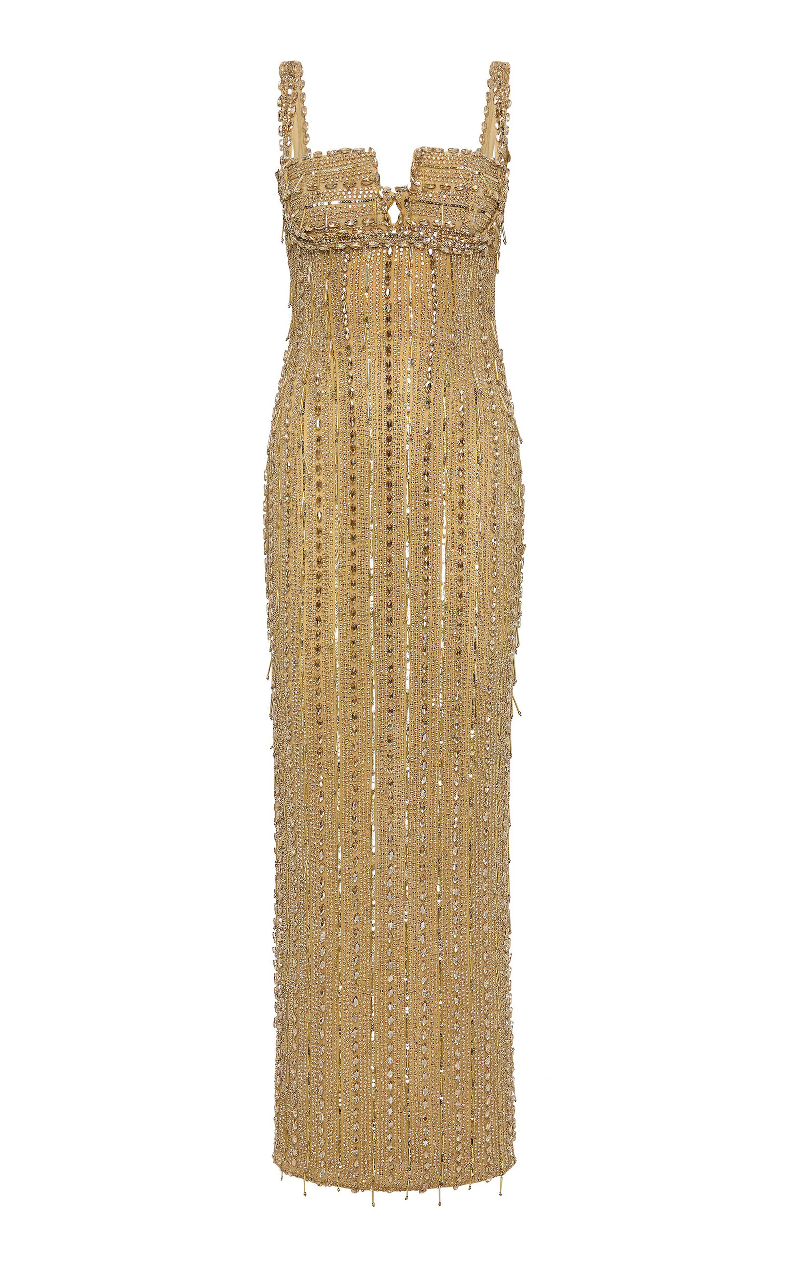 Rachel Gilbert Florentine Crystal-embellished Tulle Gown In Gold