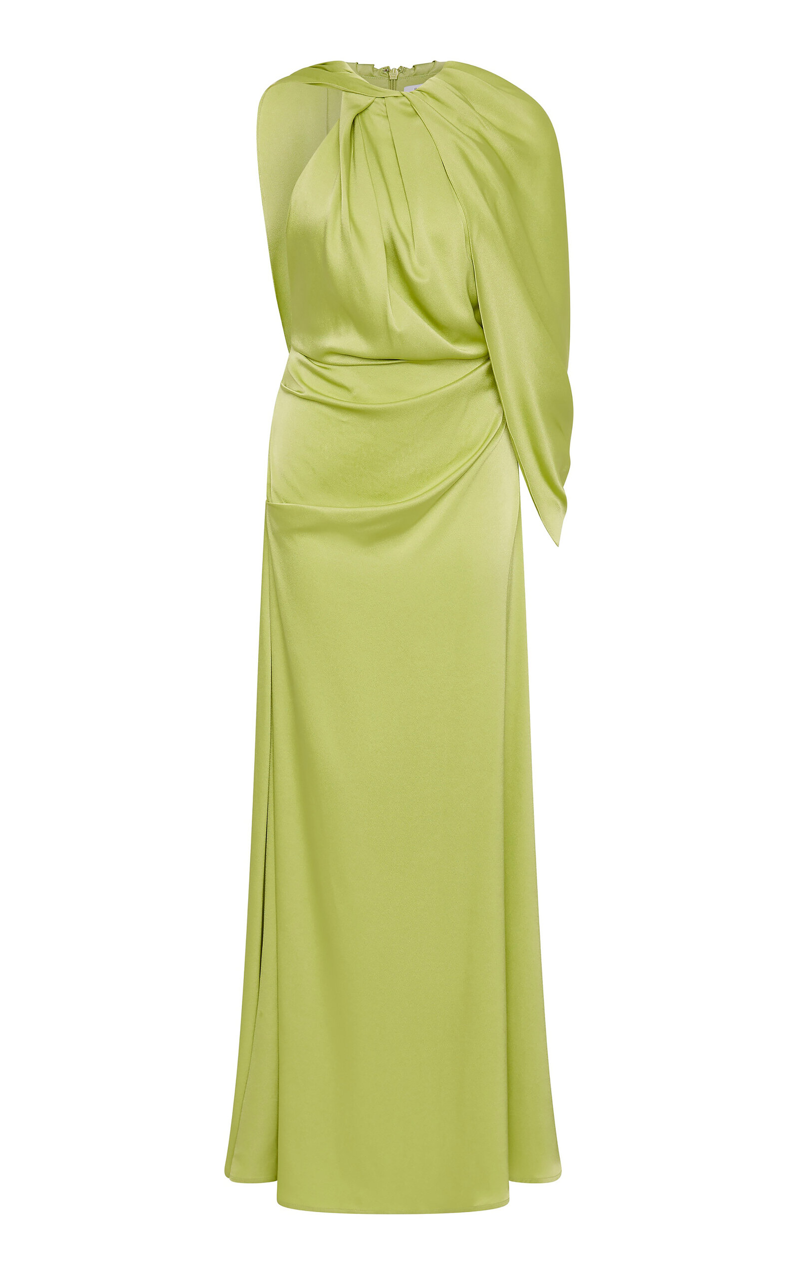 Rachel Gilbert Hallie Draped Halter Gown - Lime Green