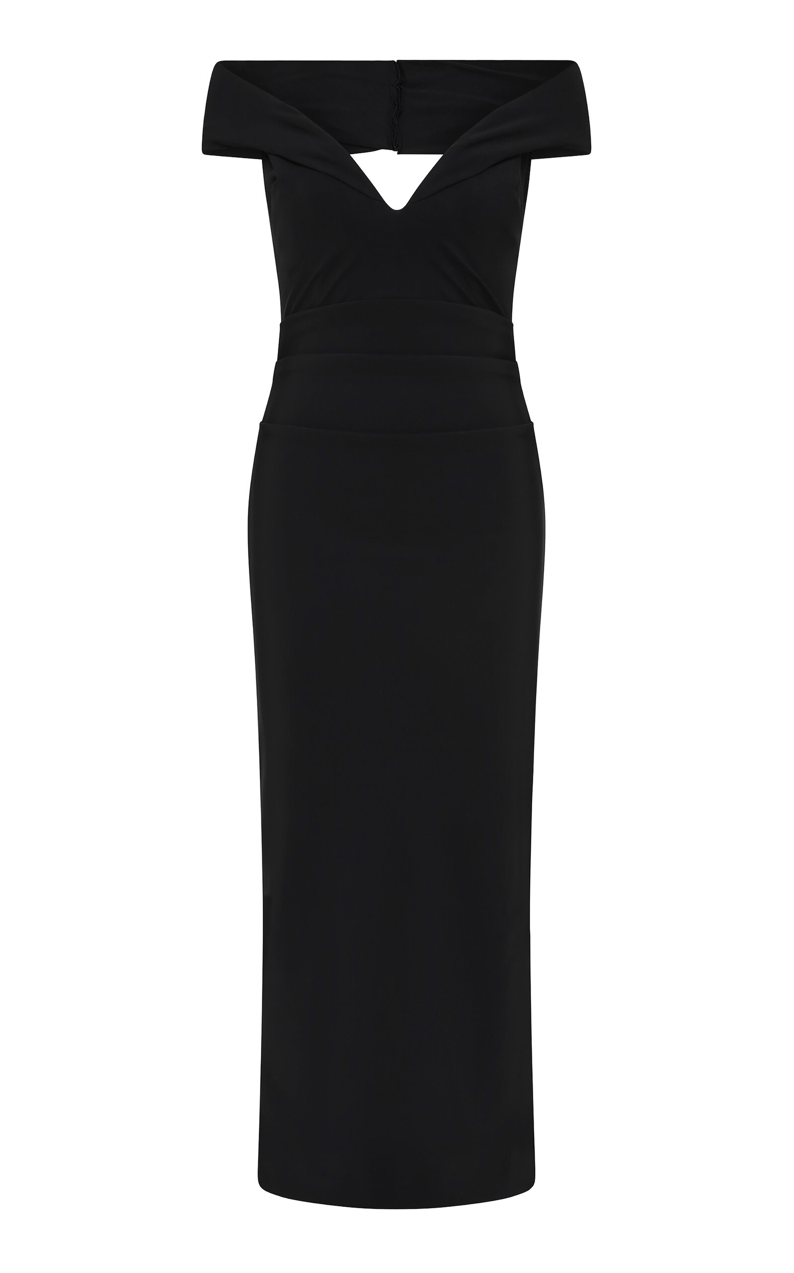 Rachel Gilbert Rowana Plunge Halter Gown In Black