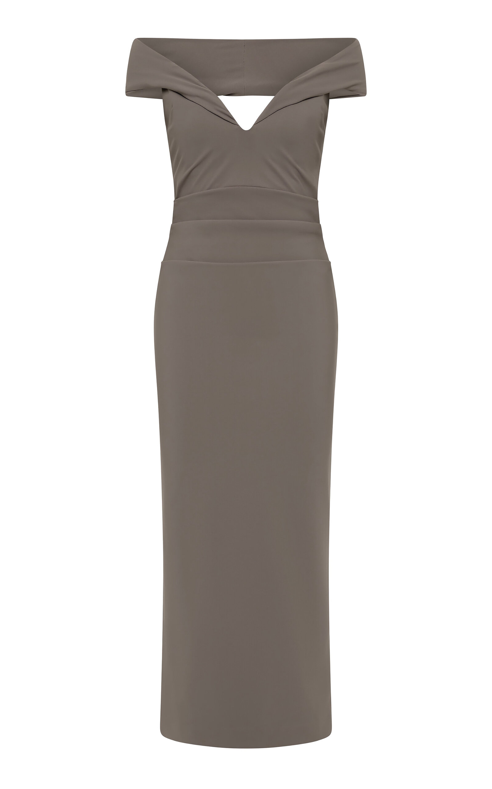 Rachel Gilbert Rowana Plunge Halter Gown In Gray