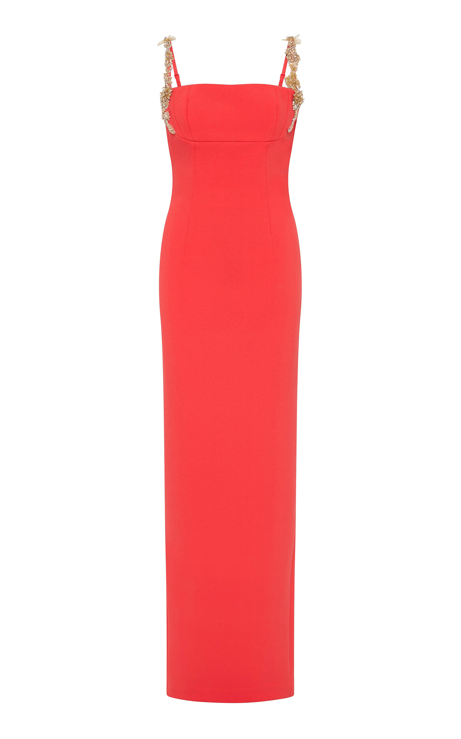 Rachel Gilbert Franca Floral-Crystal Strap Gown - Coral
