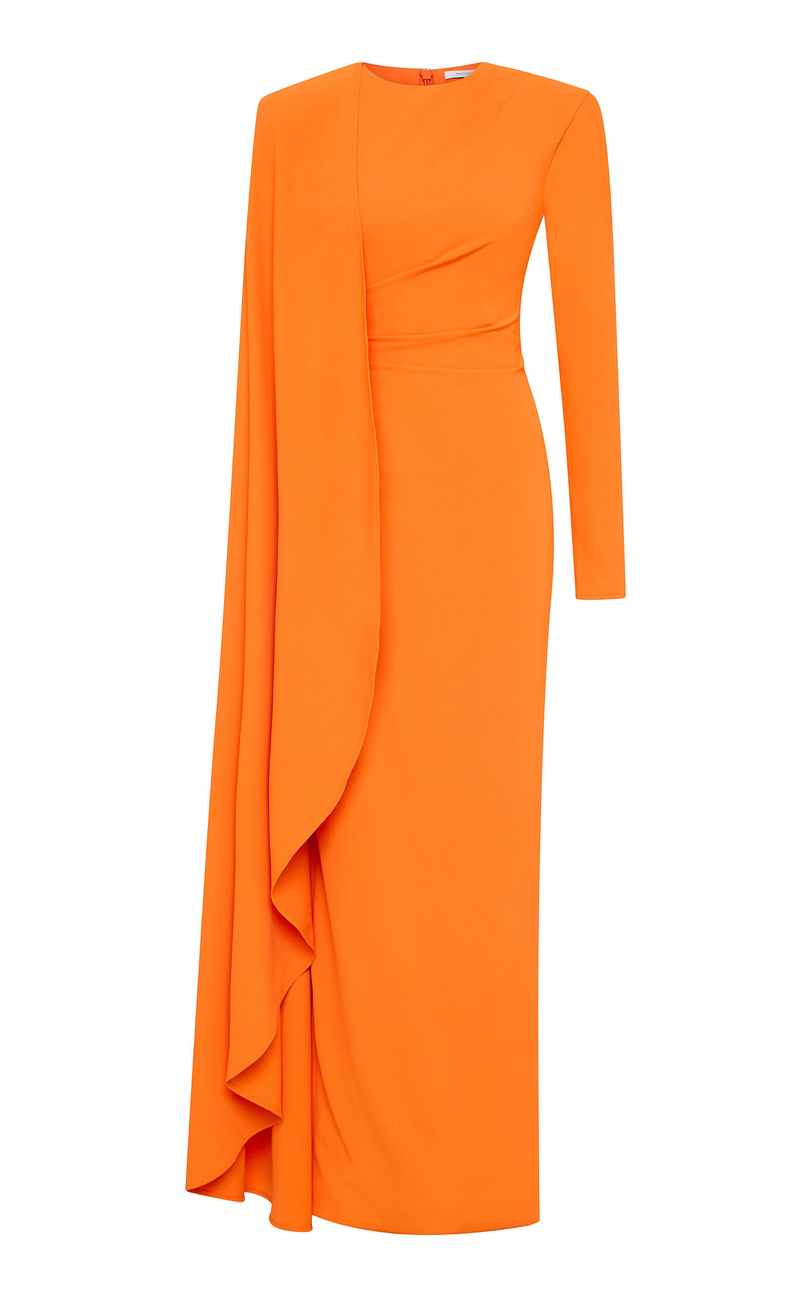 Rachel Gilbert Dion Sculptural Cape Gown - Orange