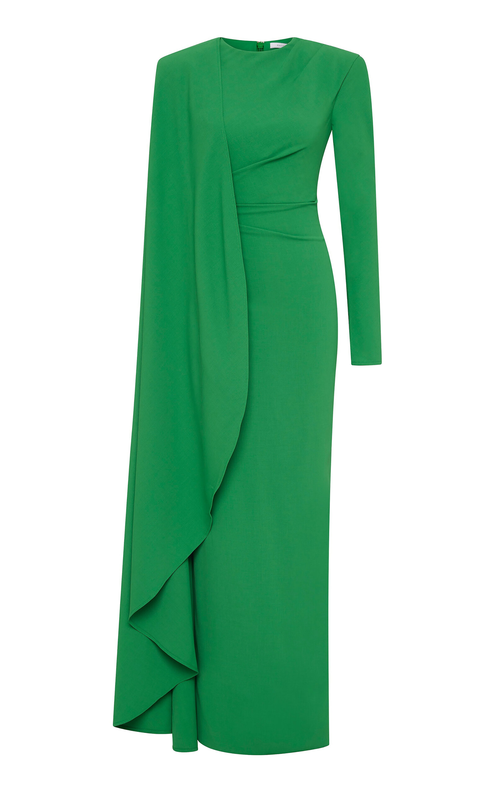 Rachel Gilbert Dion Sculptural Cape Gown In Green
