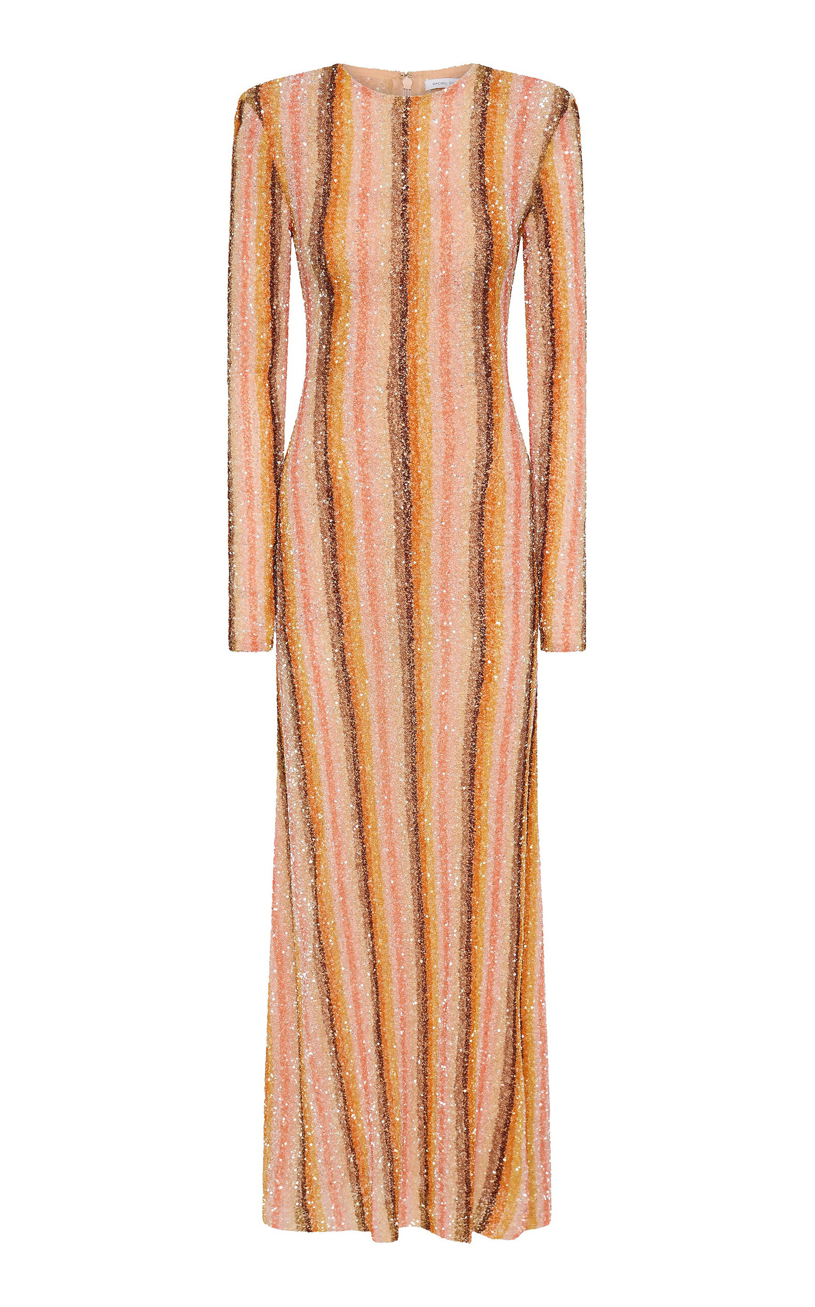 Rachel Gilbert Isadora Striped Sequin Tulle Gown In Pink