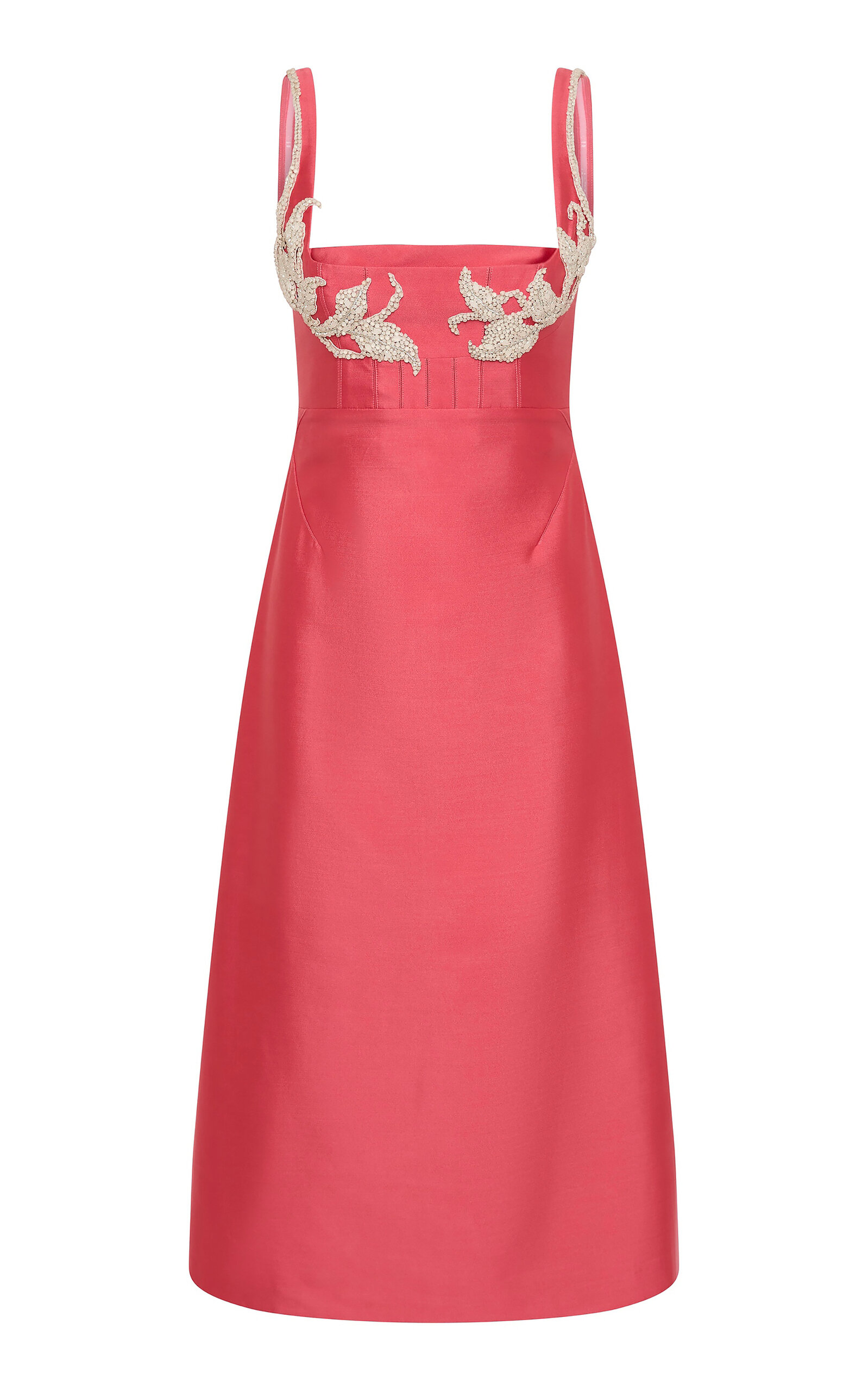 Rachel Gilbert Ludovica Floral Appliqué Wool-Silk Midi Dress - Pink
