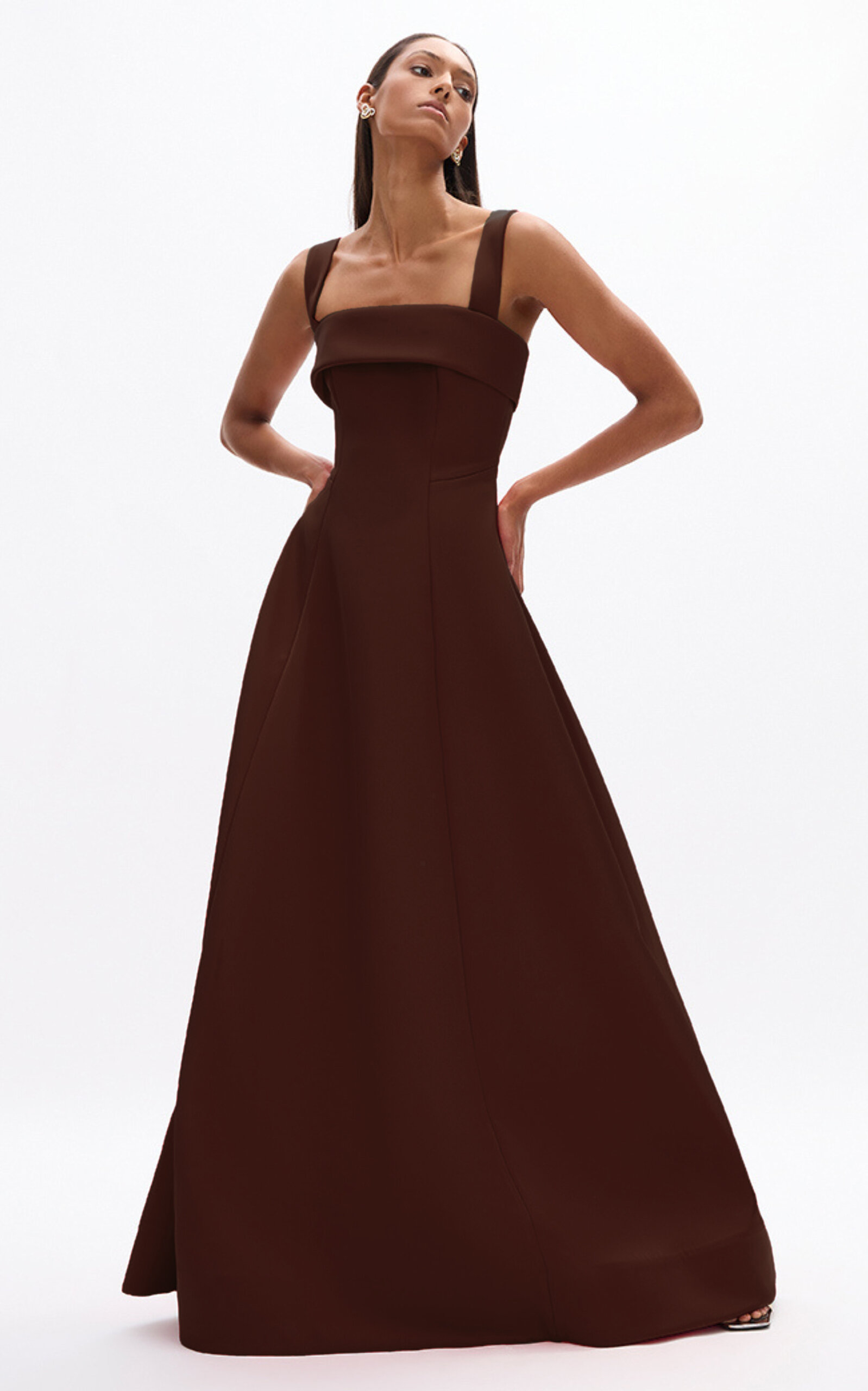 Rachel Gilbert Hallie Strapless Gown In Brown