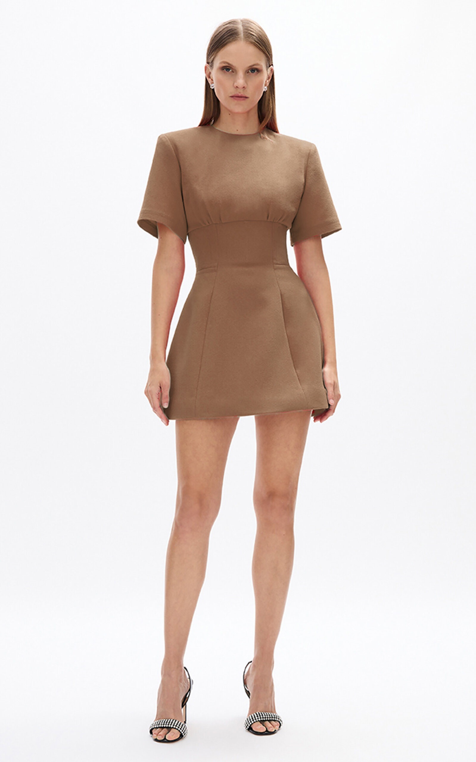 Rachel Gilbert Dover Structured Mini Dress In Brown