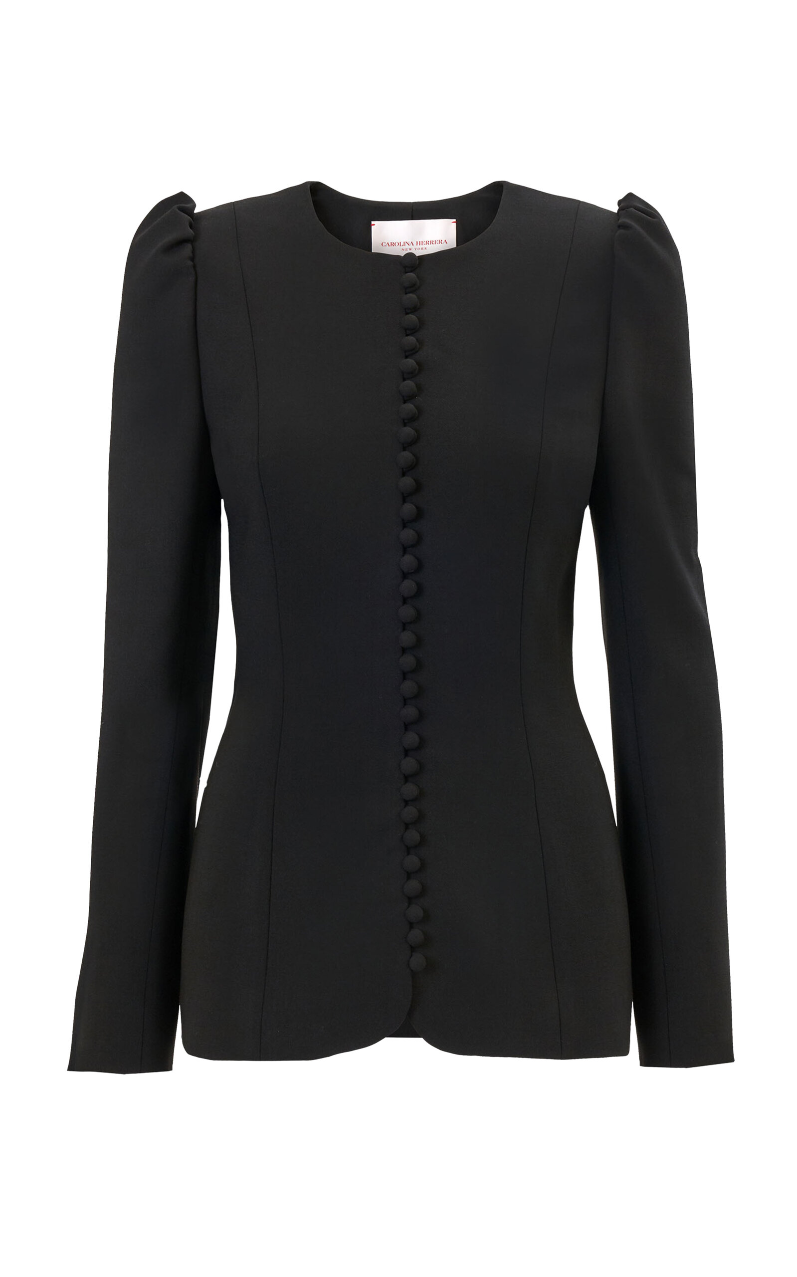 Carolina Herrera Button-front Bi-stretch Wool Tailored Jacket In Blue