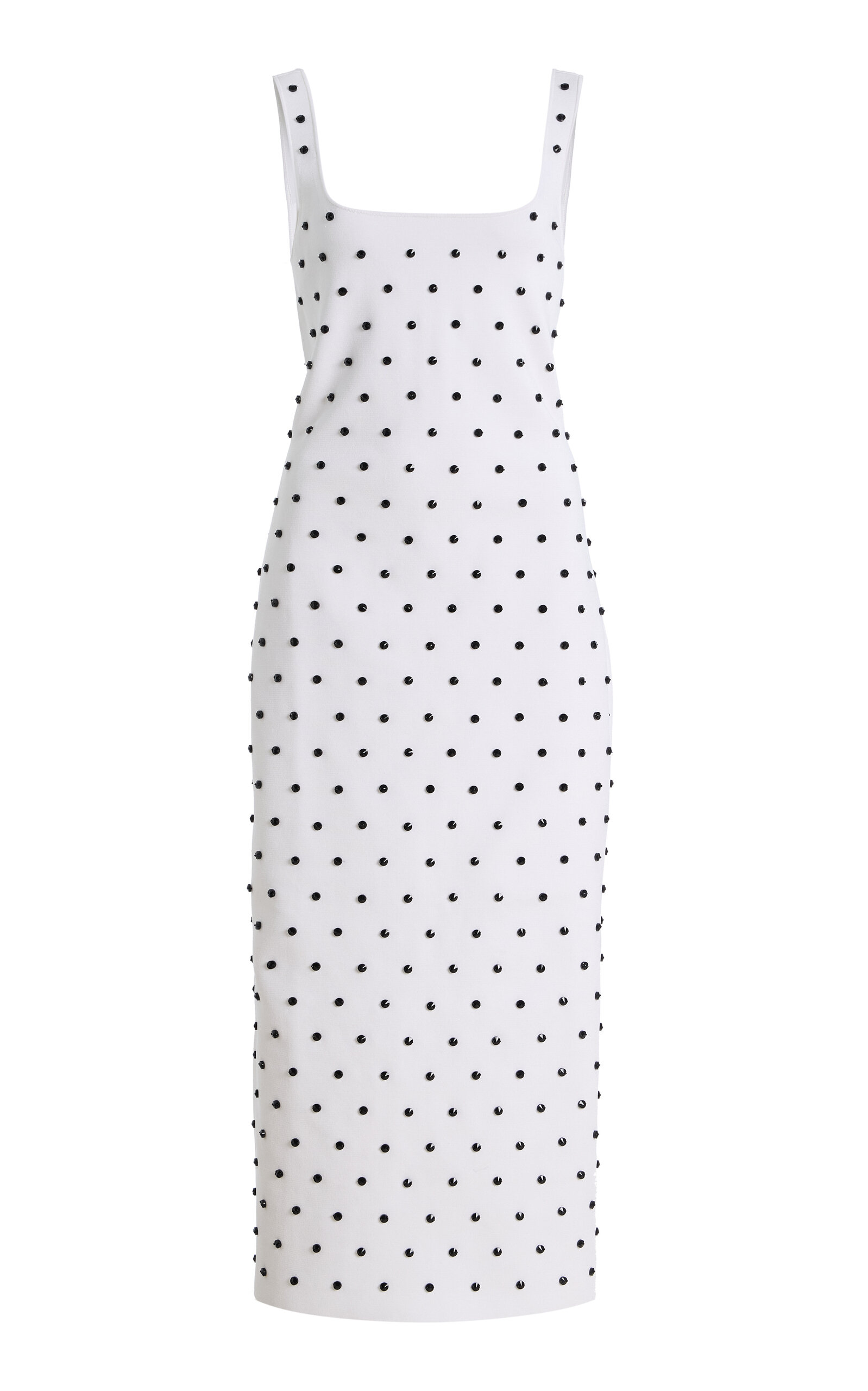 Carolina Herrera - Polka-Dot Beaded Knit Midi Dress - Black/white - M - Moda Operandi