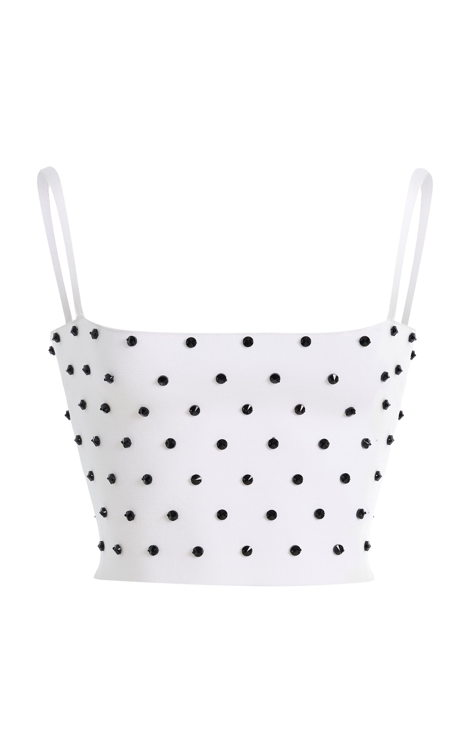 Carolina Herrera - Beaded Knit Crop Top - Black/white - S - Moda Operandi