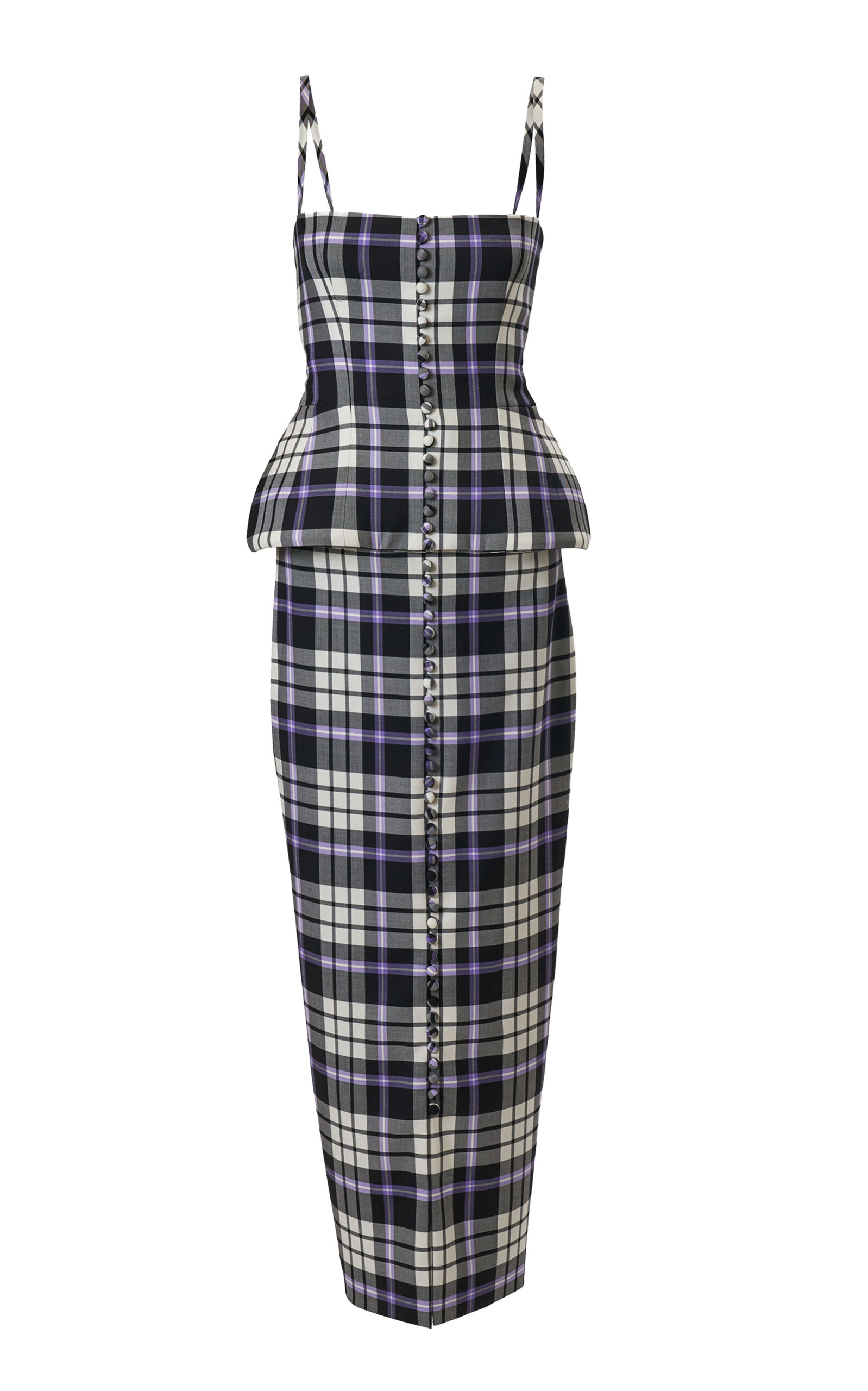 Carolina Herrera Trompe L'oeil Check Plaid Stretch-wool Midi Dress In Multi