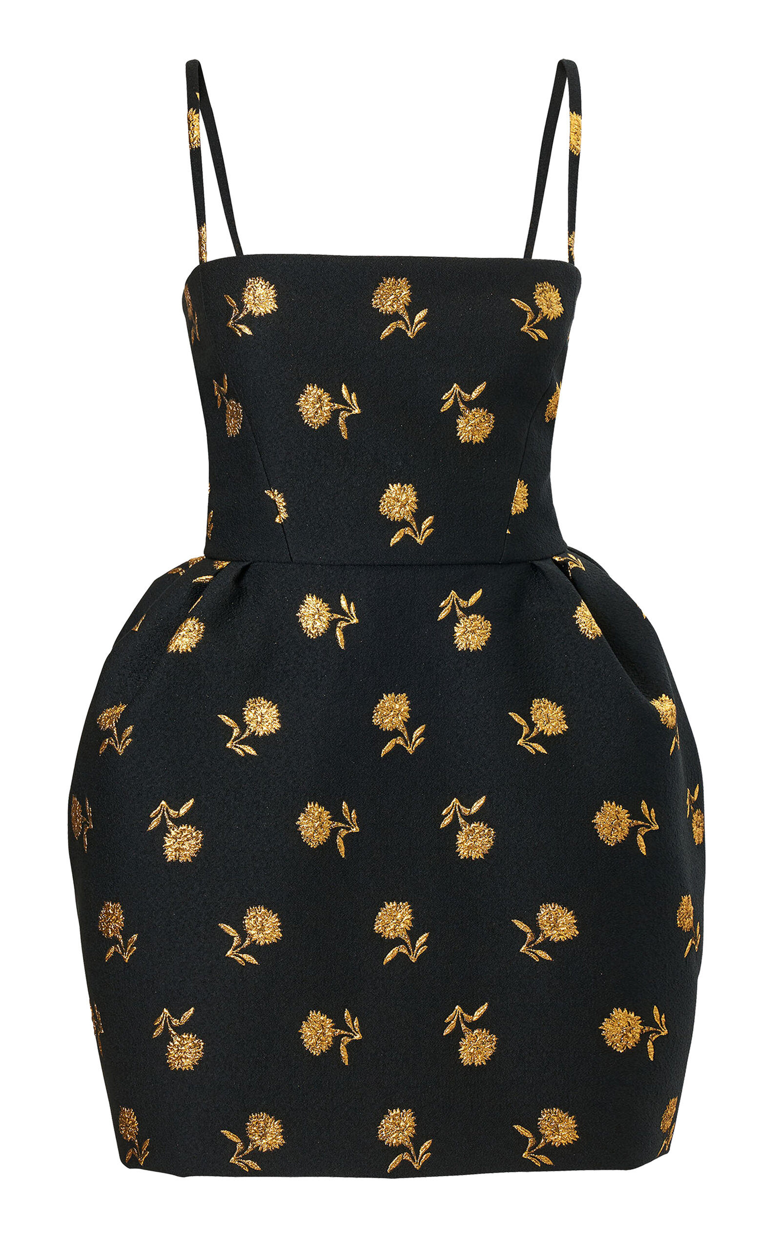Carolina Herrera Bell-shaped Carnation Lurex Jacquard Mini Dress In Black