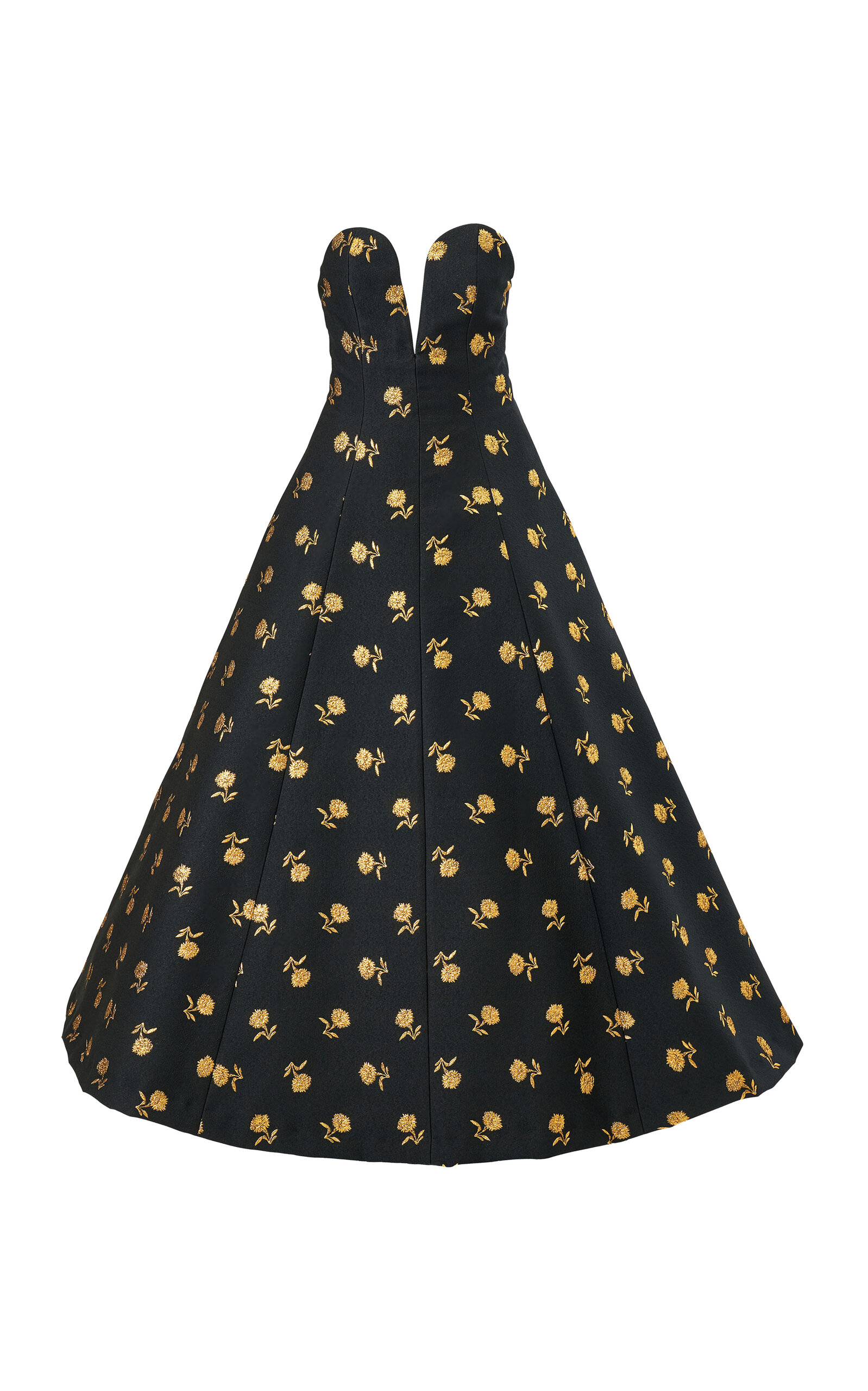 Carolina Herrera Strapless Carnation Lurex Jacquard A-line Dress In Black