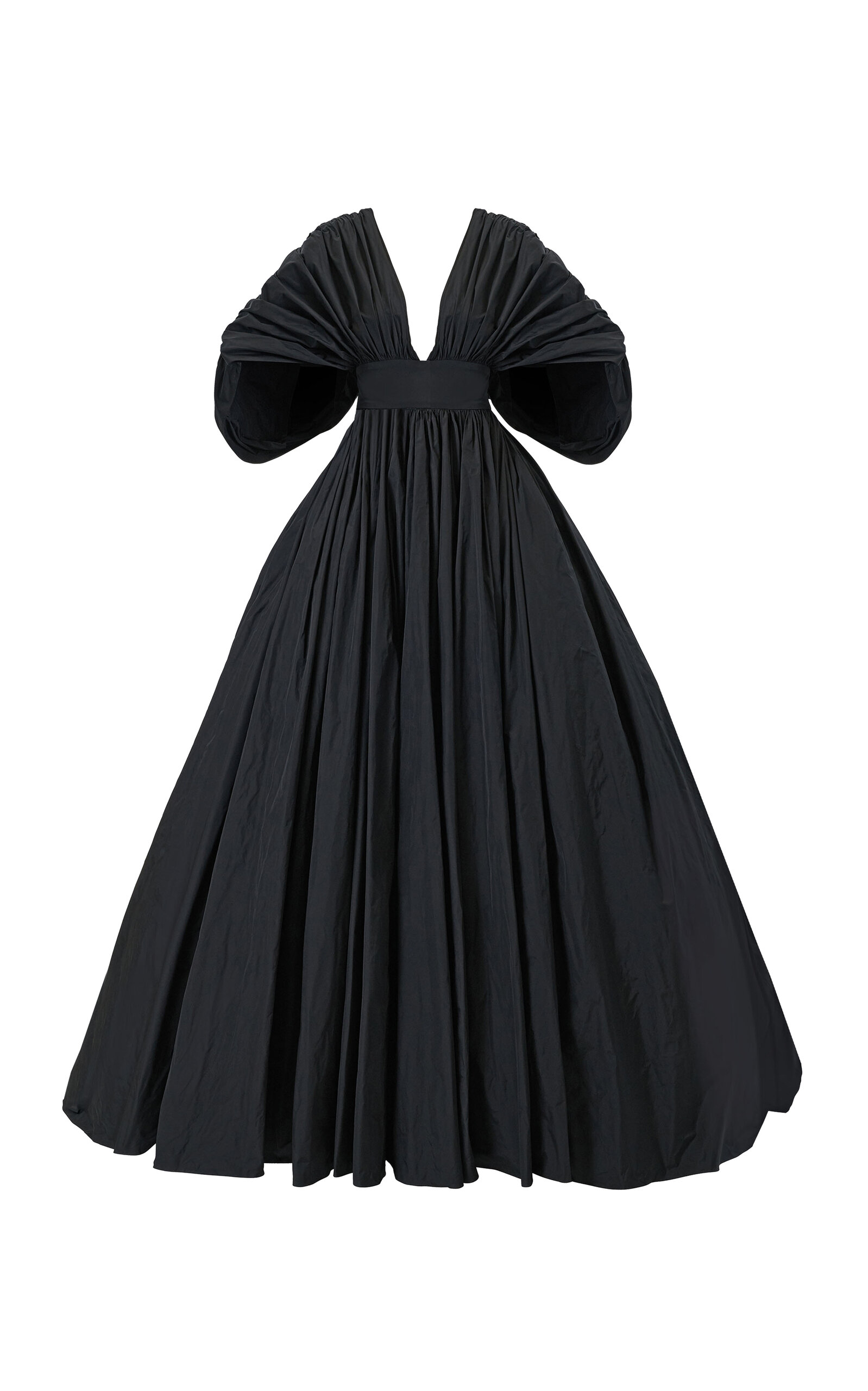 Carolina Herrera Fan-bodice Tech Taffeta Ball Gown In Black