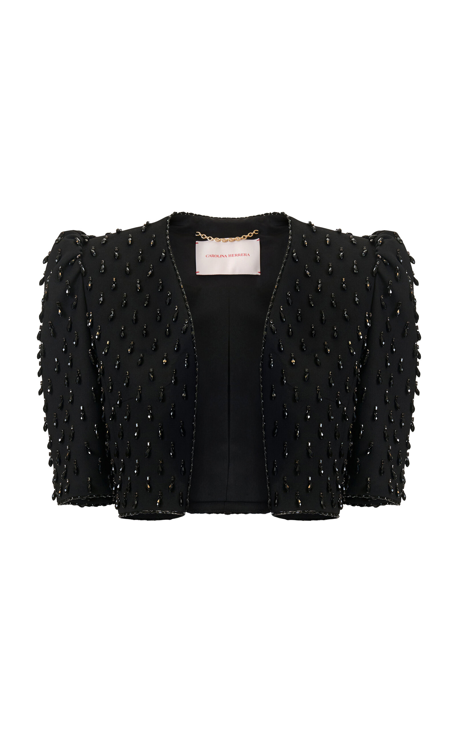 Carolina Herrera - Embellished Bi-Stretch Wool Tailored Jacket - Black - US 10 - Moda Operandi