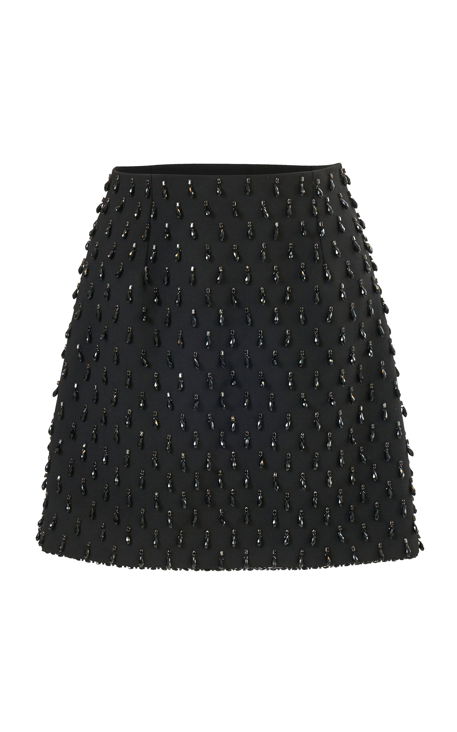 Carolina Herrera Embellished Bi-stretch Wool Tailored Mini Skirt In Black