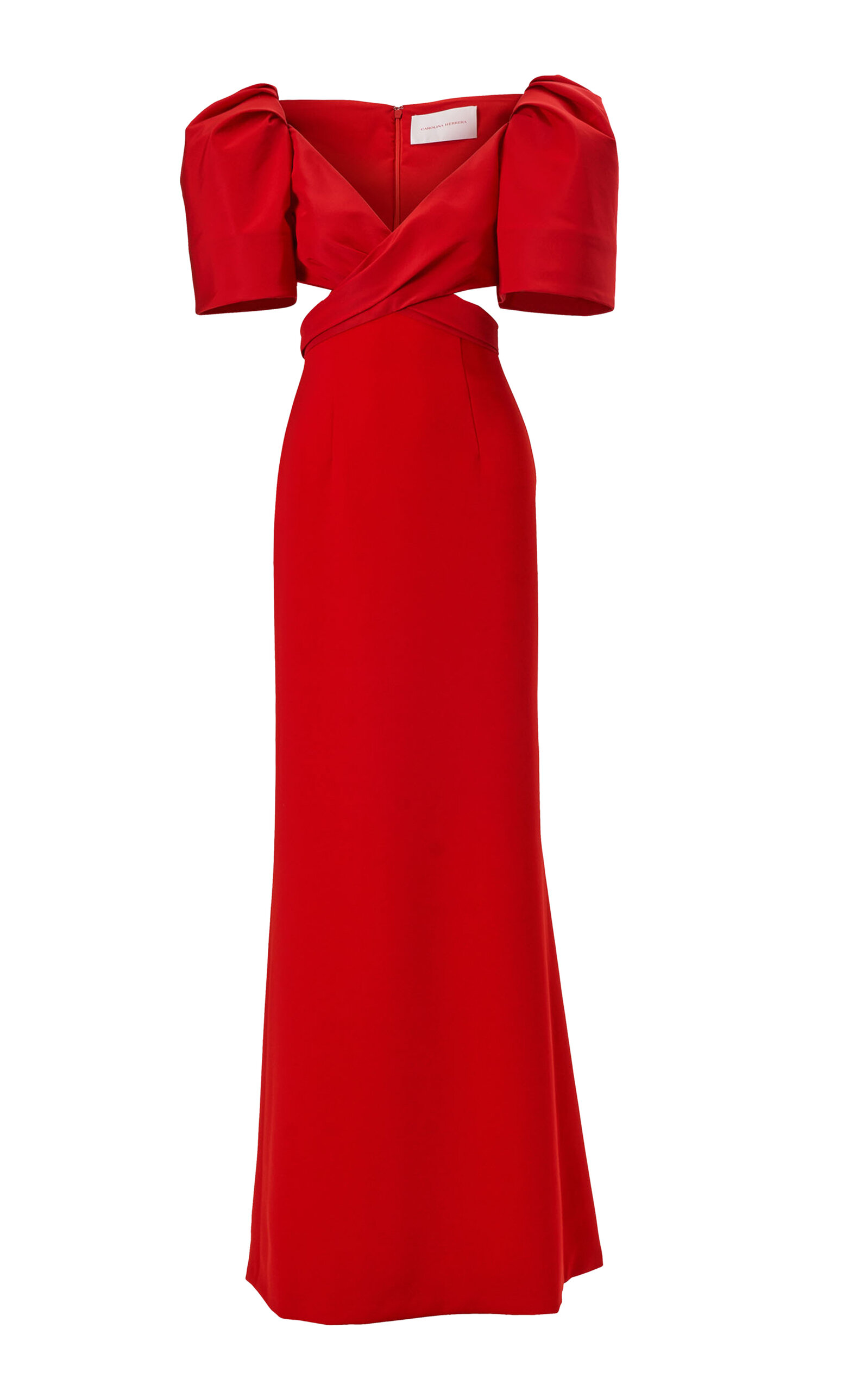 Carolina Herrera Puff-sleeve Stretch Fluid Crepe Gown In Red