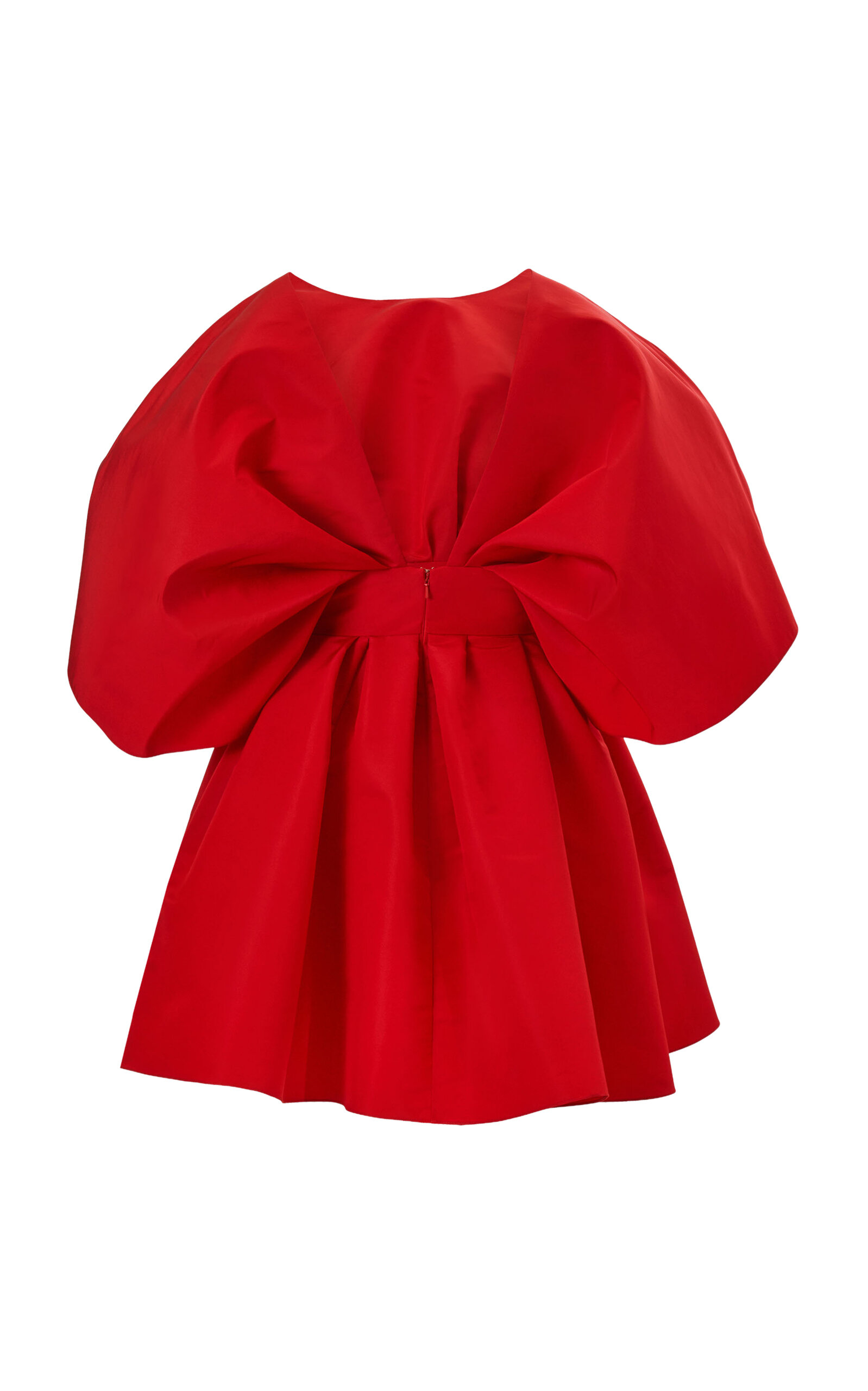 Carolina Herrera Fan-bodice Silk Faille Dress In Red