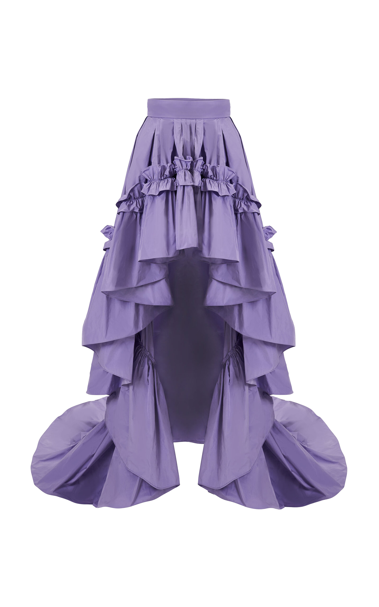 Carolina Herrera Ruffle-hem Tech Taffeta High-low Skirt In Purple
