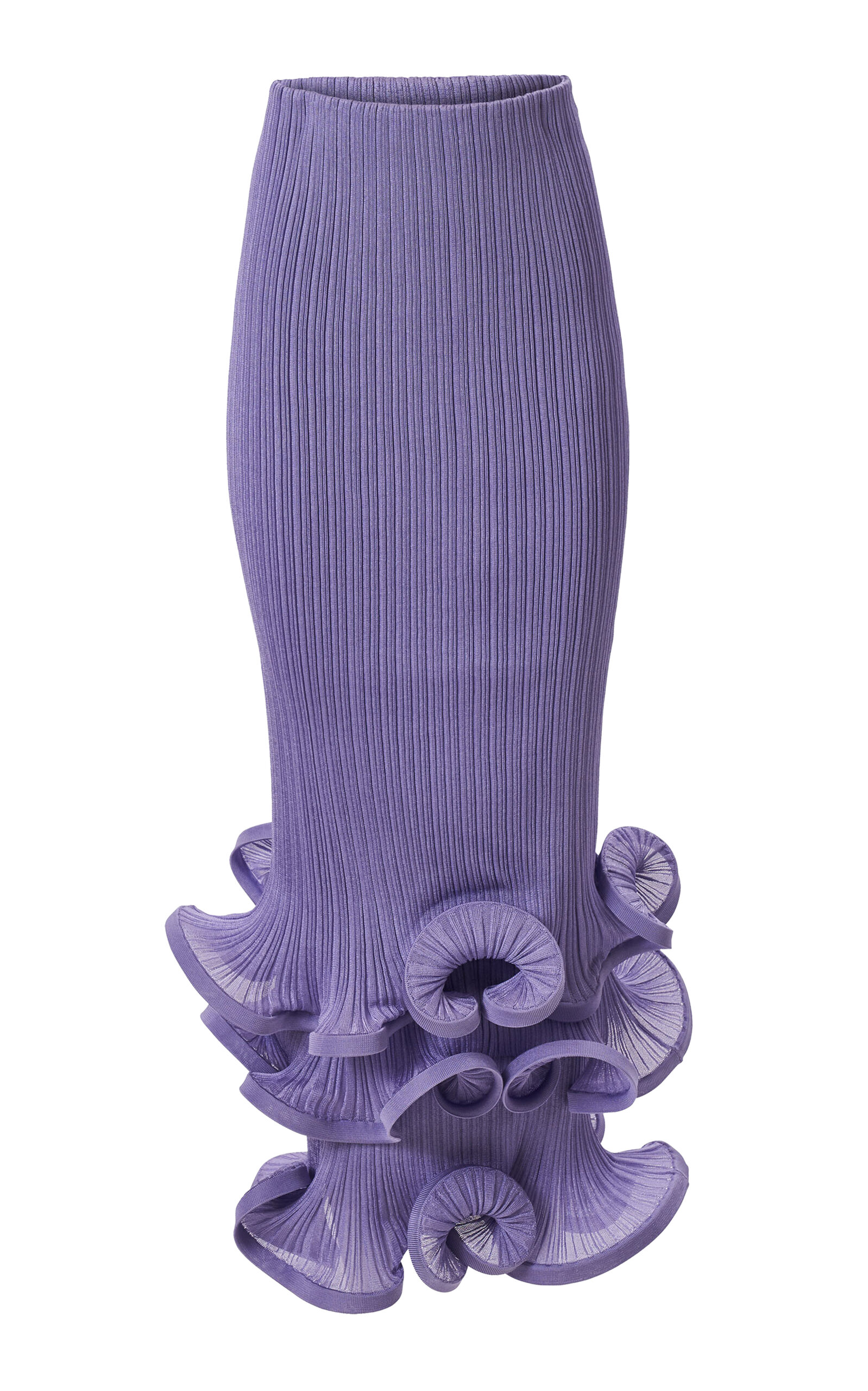 Carolina Herrera Ruffled  Fine Rib Knit Skirt In Purple