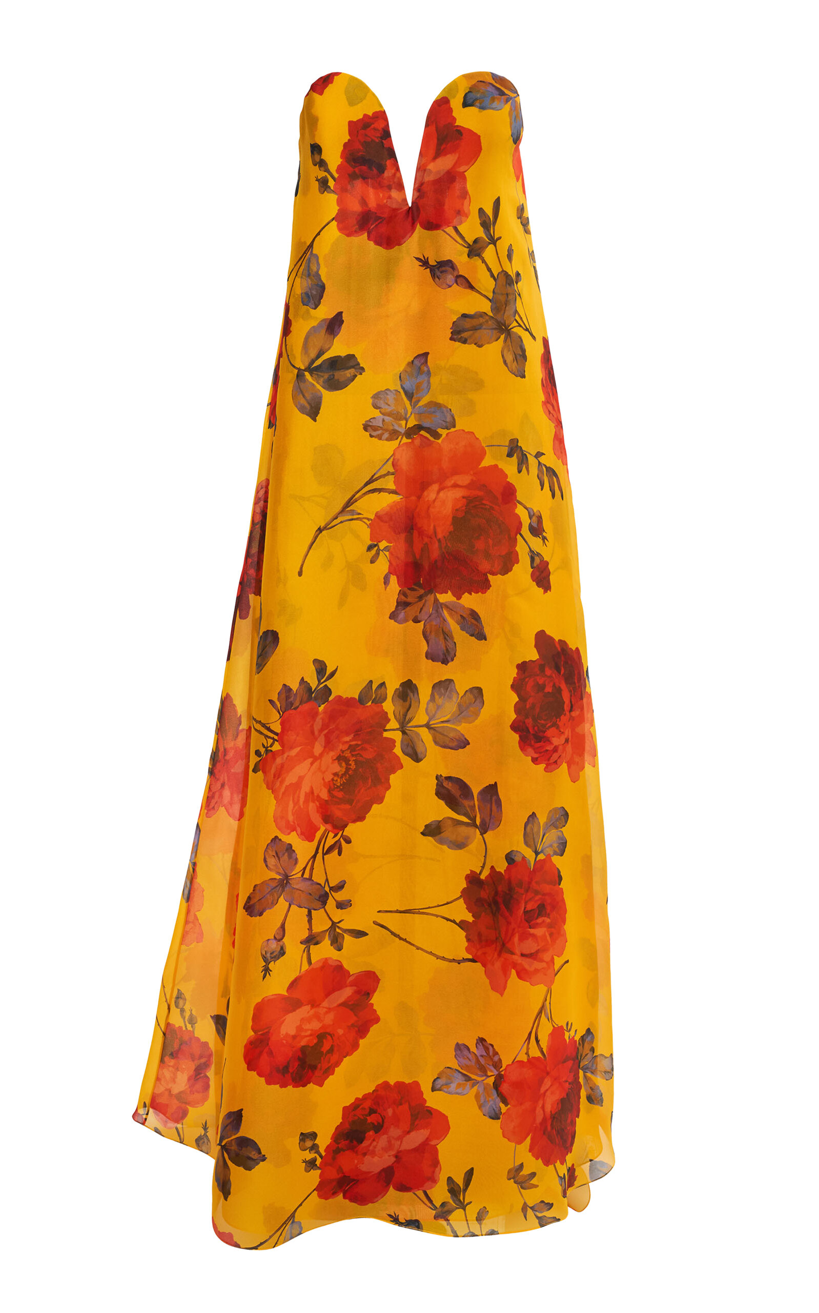 Carolina Herrera Rose-Printed Silk-Crepe Gown