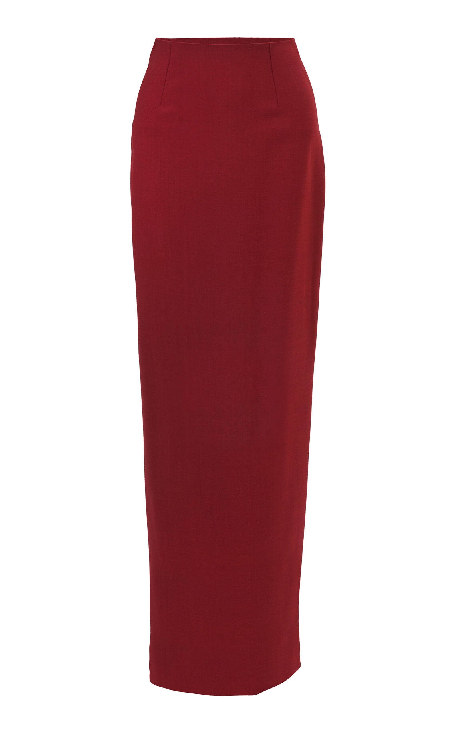 Carolina Herrera Floor-length Bi-stretch Wool Tailored Pencil Skirt In Red