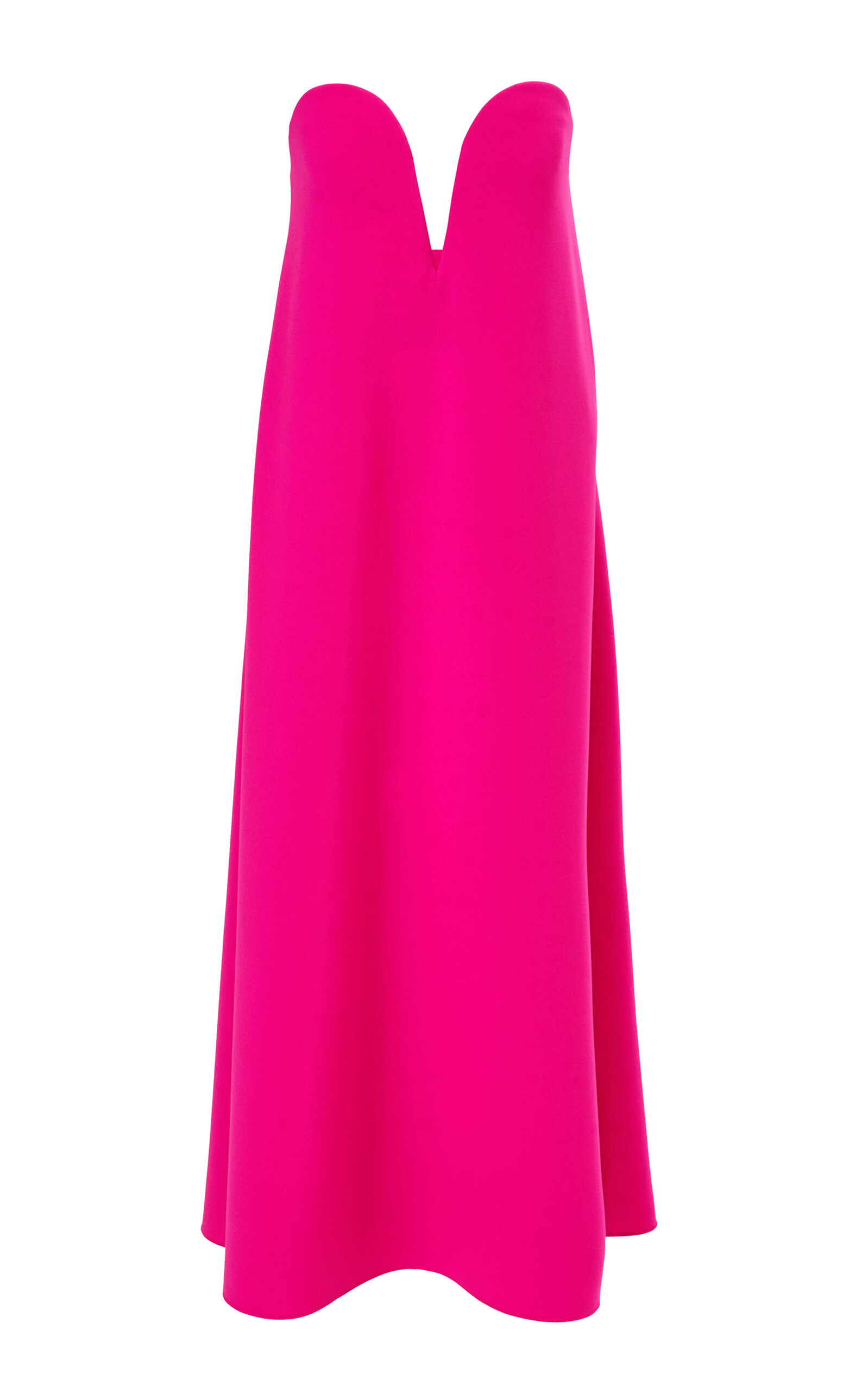 Carolina Herrera Strapless Stretch Fluid Crepe Tea-Length Dress - Fuchsia