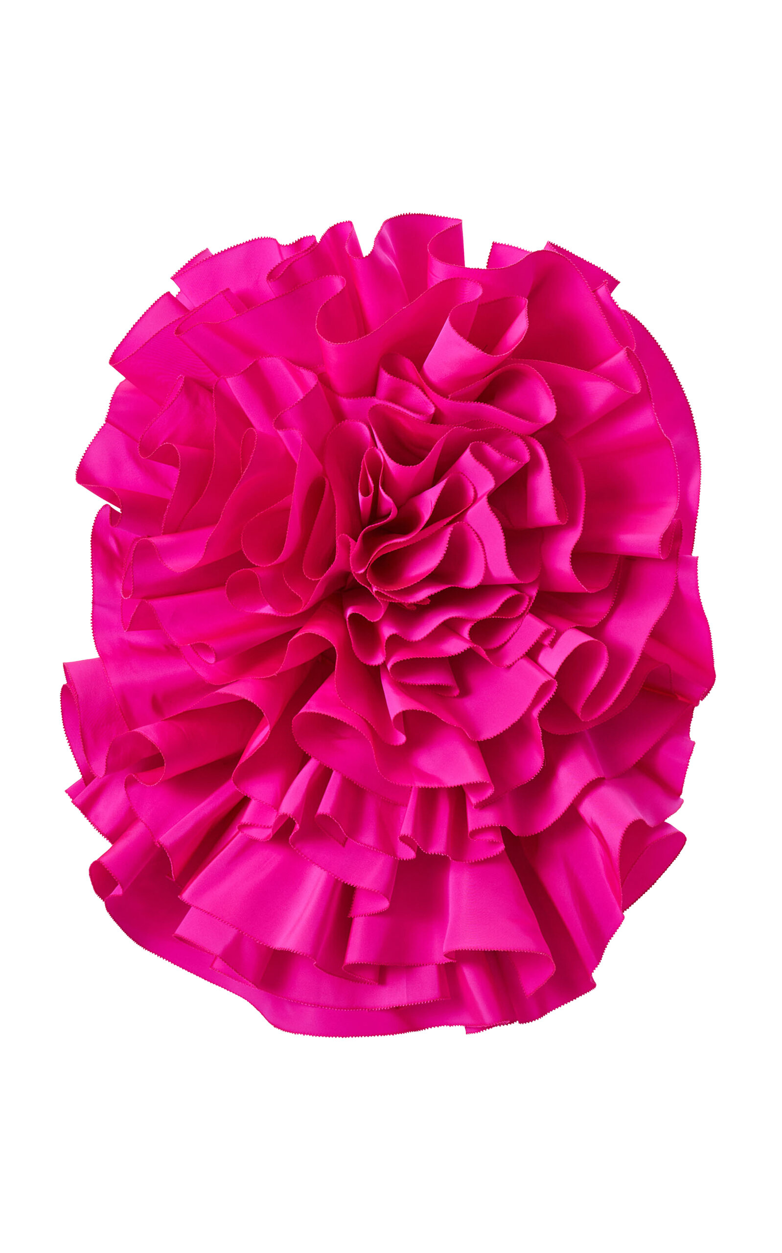 Carolina Herrera Flower-Ruffled Silk Faille Mini Dress - Fuchsia