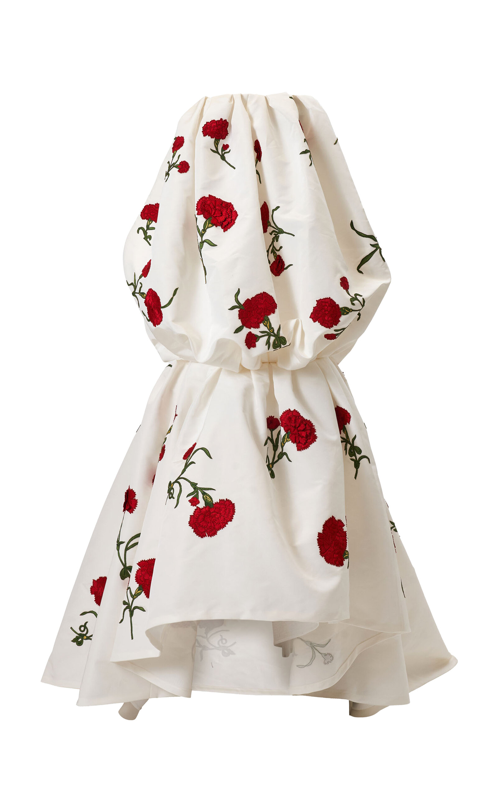 Carolina Herrera Embroidered Silk Faille Bubble Gown In White