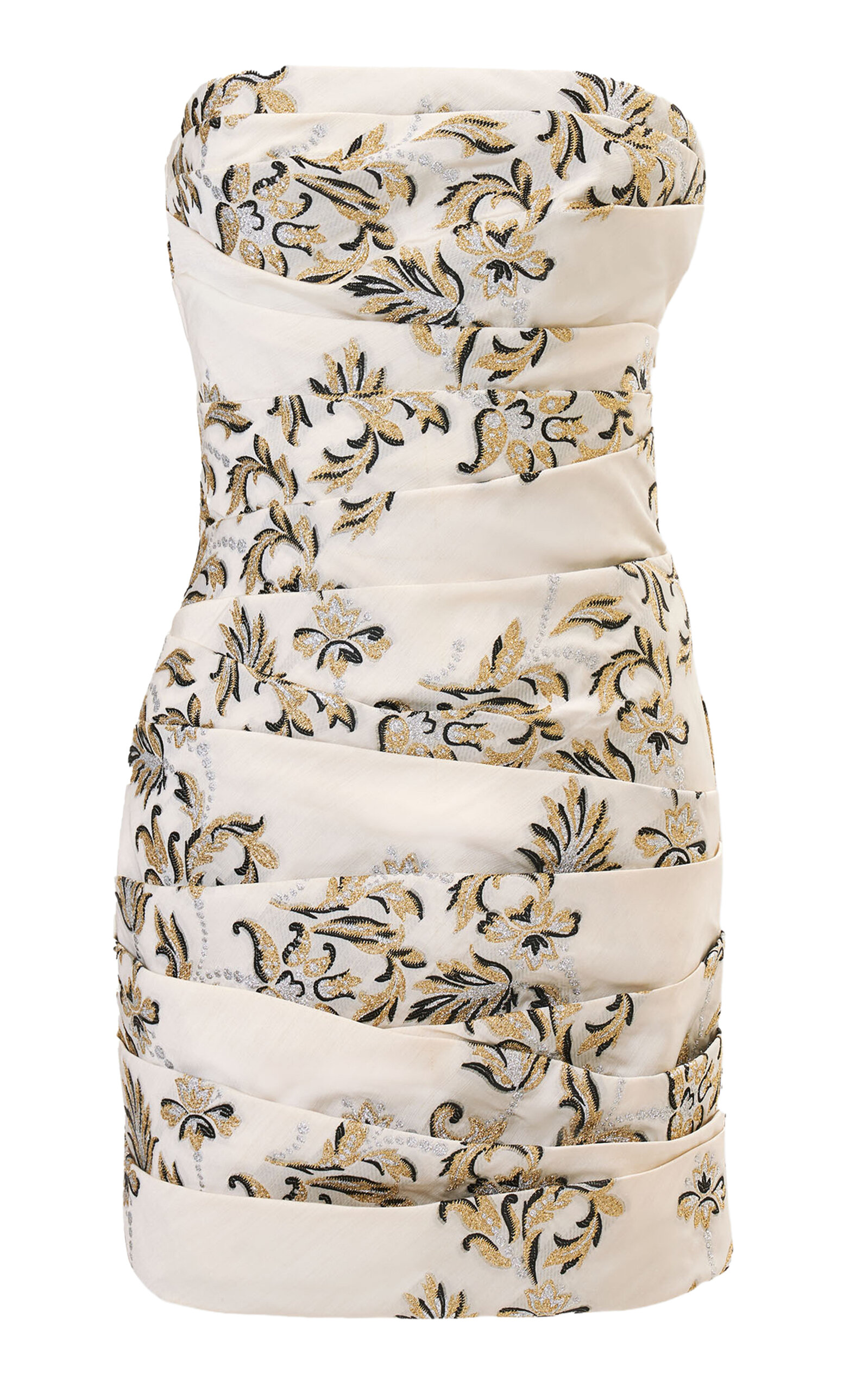 Carolina Herrera Strapless Lurex Trellis Jacquard Mini Dress In Multi
