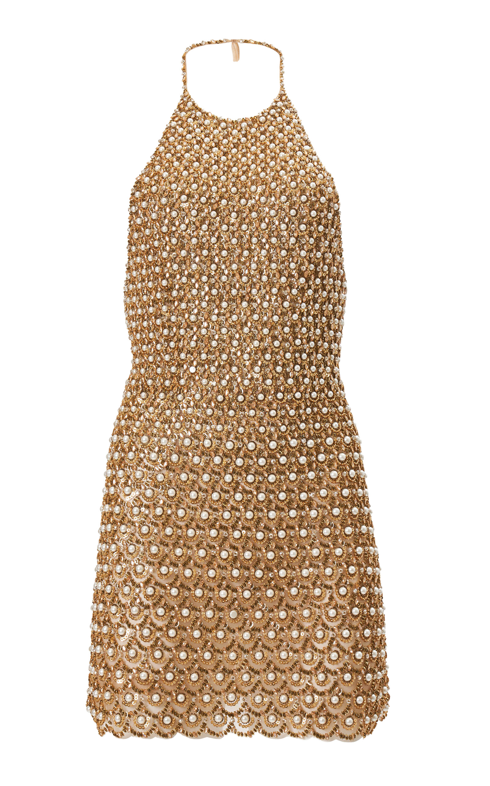 Carolina Herrera Embroidered Tulle Mini Dress - Gold