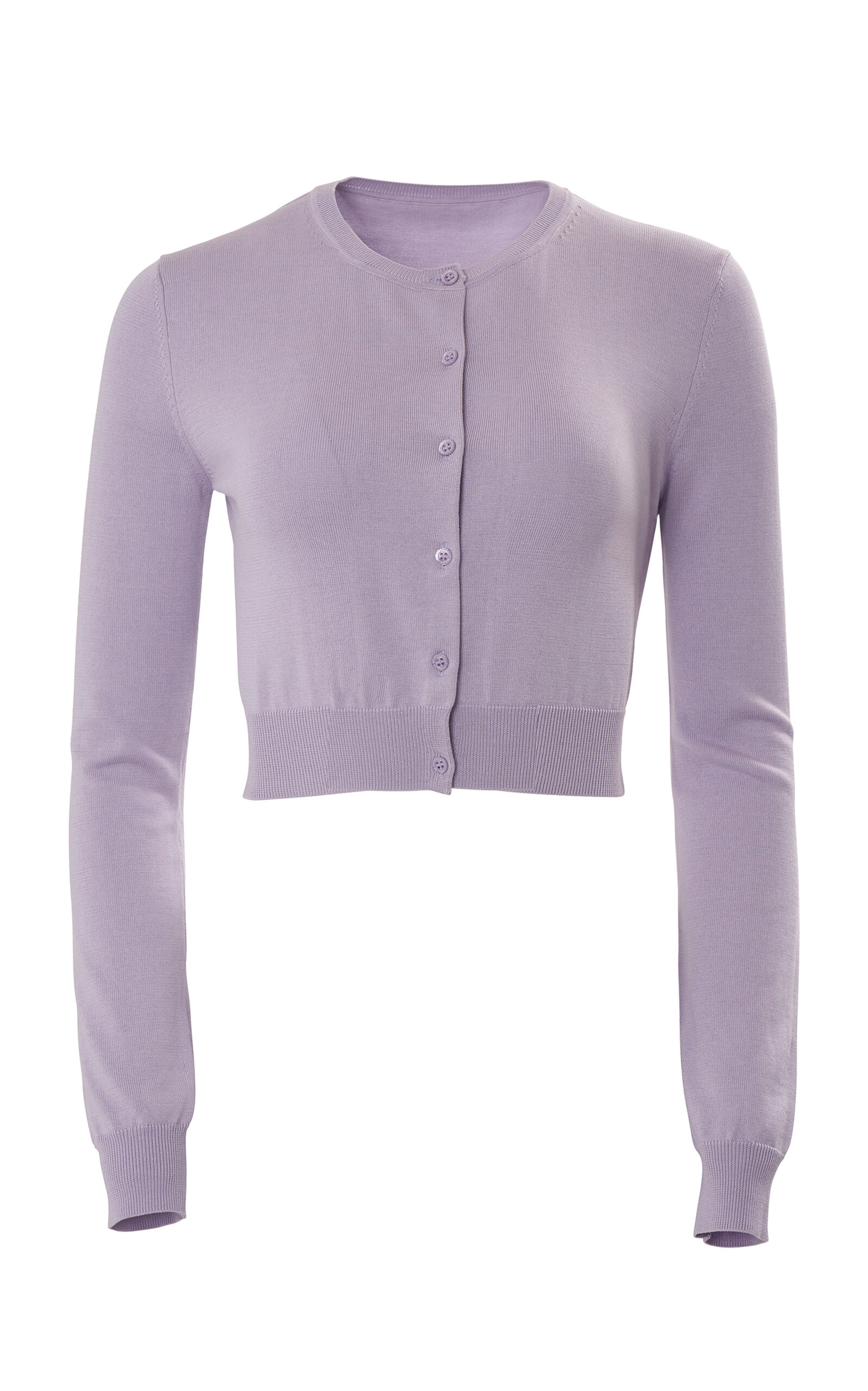 Carolina Herrera Long-sleeve Signature Silk Cotton Cardigan In Purple