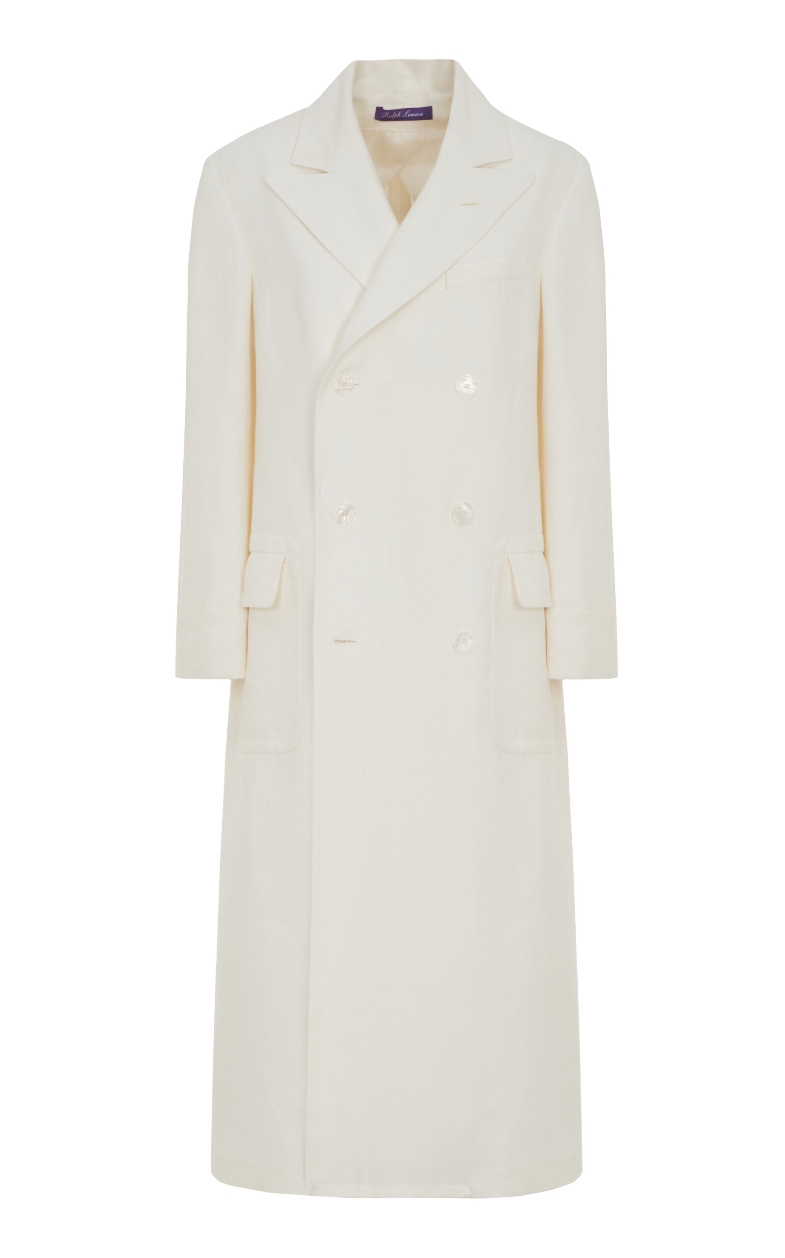 Ralph Lauren Taylan Linen Double-Breasted Coat - Off-White
