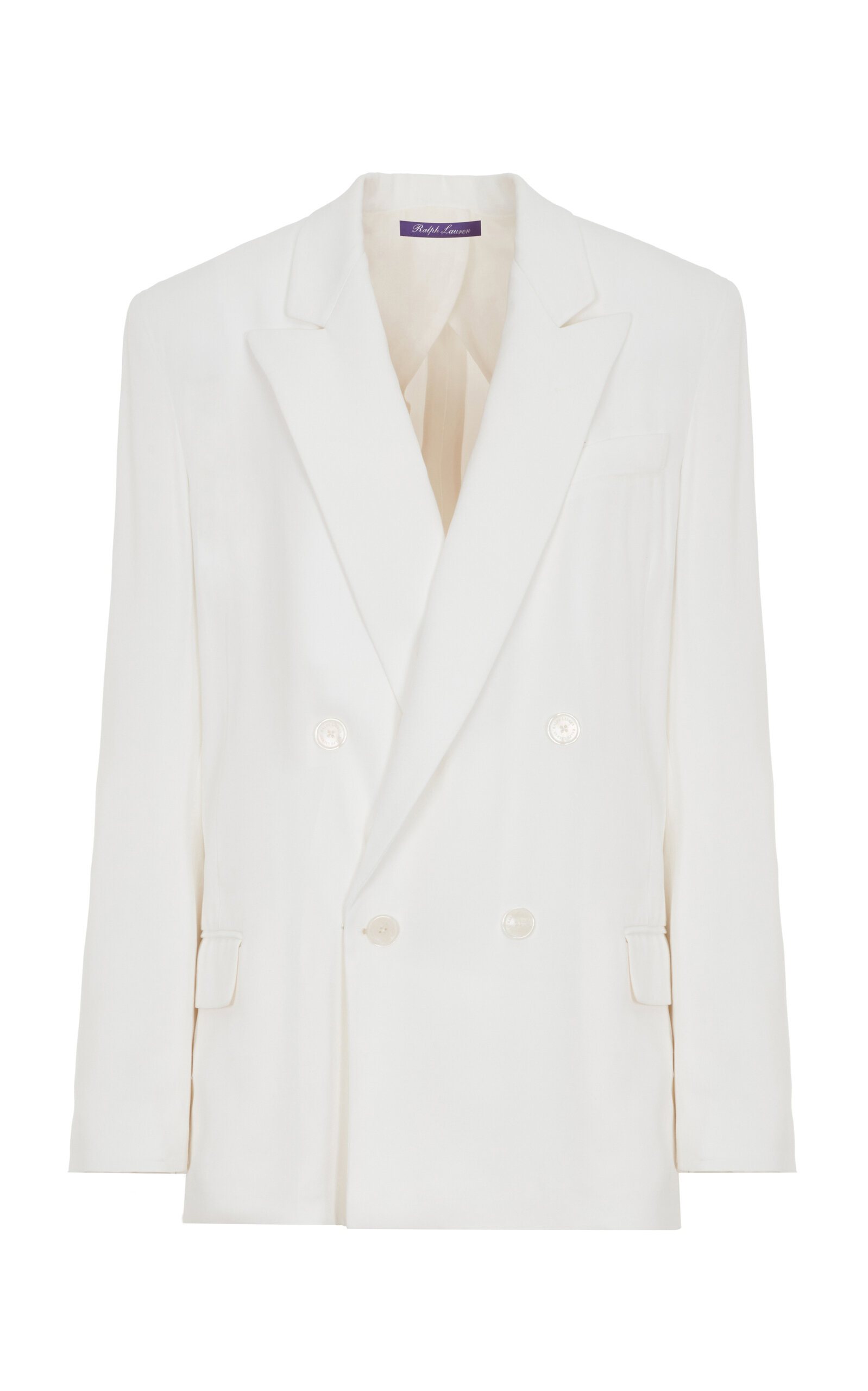 Ralph Lauren Delores Crepe Double-breasted Blazer In White
