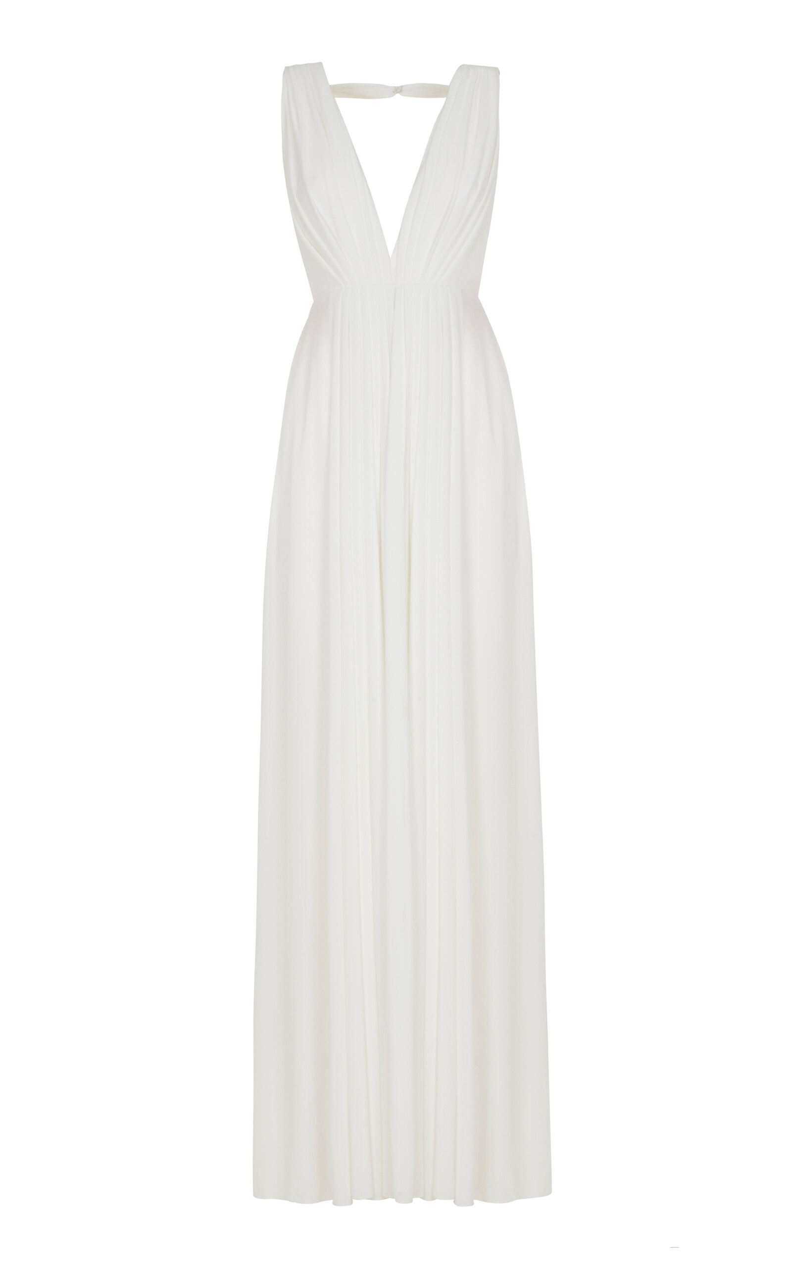 Ralph Lauren Plunged Georgette Halter Maxi Dress - White